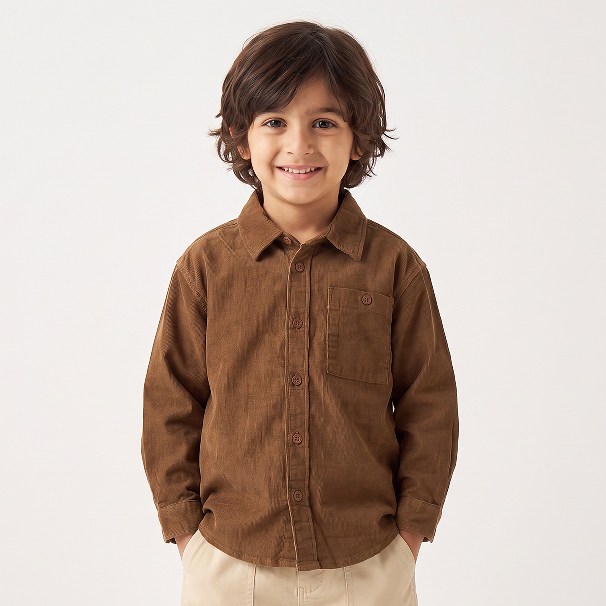 قميص كوردروي بأكمام طويلة وجيب رقعة من جونيورز-boys-clothing-shirts-image-1