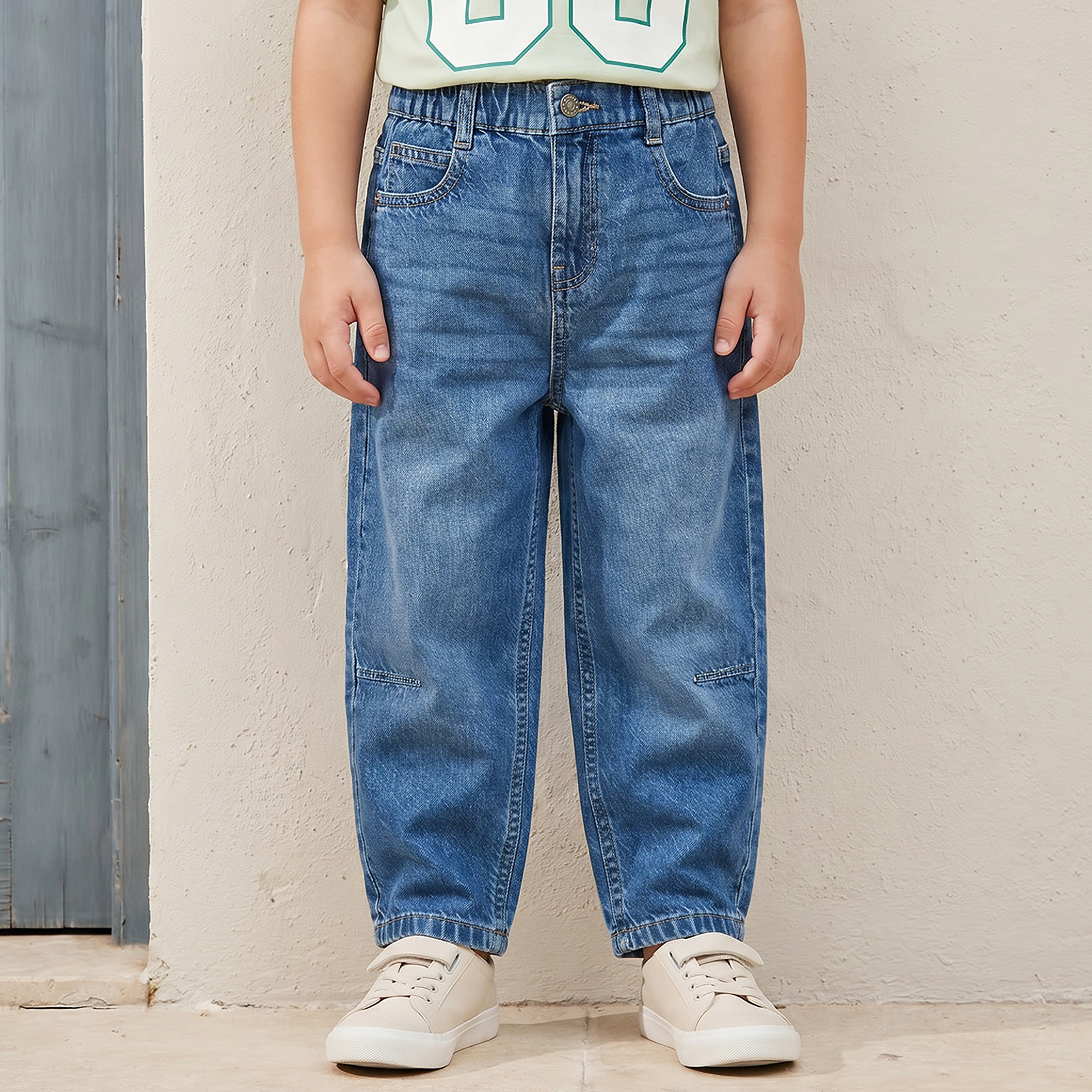 بنطلون جينز بقصة بالون وخصر متوسط الارتفاع مع جيوب من جونيورز-boys-clothing-bottoms-jeans-image-1