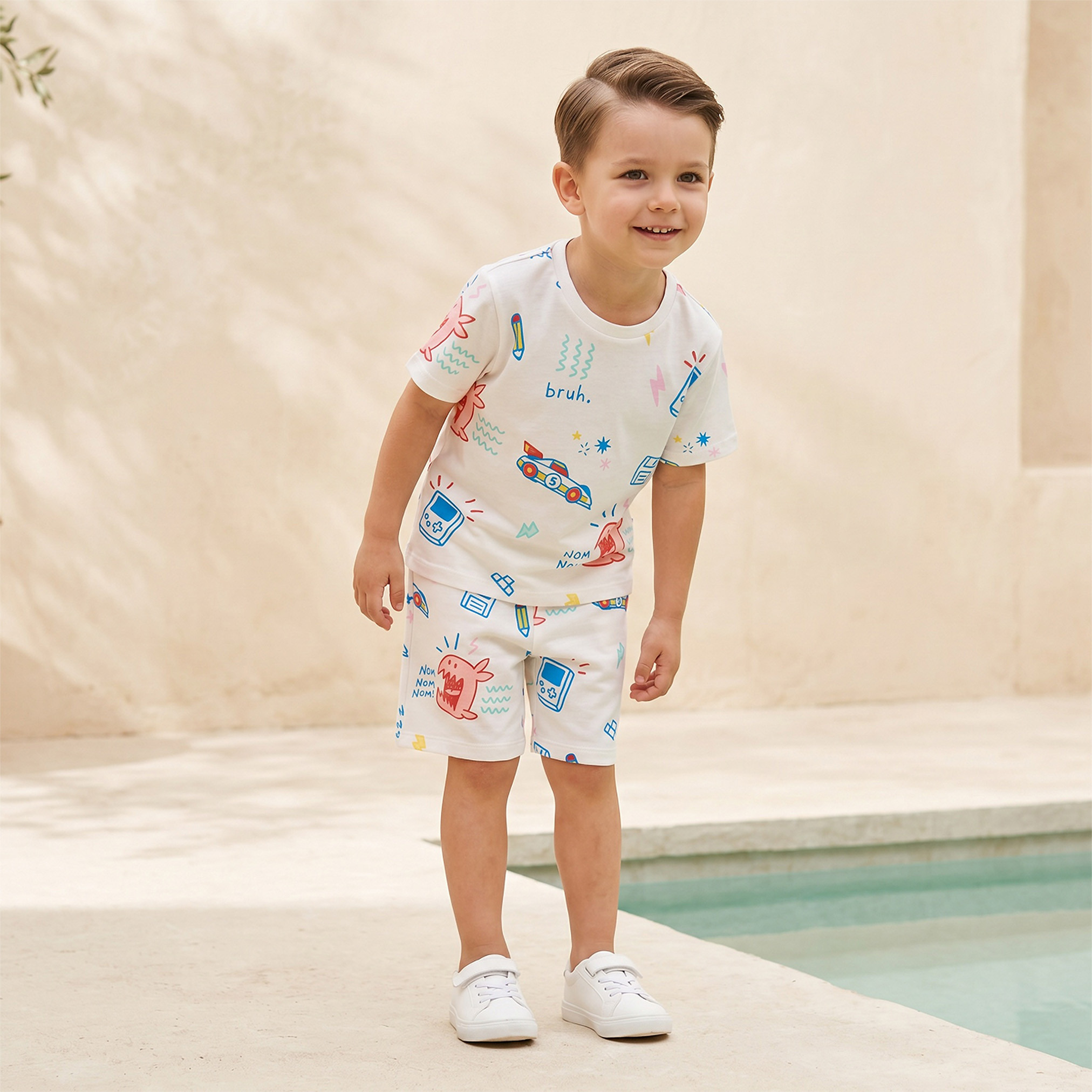 شورت بطول الركبة بخصر برباط شد وطبعة ألعاب من جونيورز-baby-boys-clothing-bottoms-shorts-image-2
