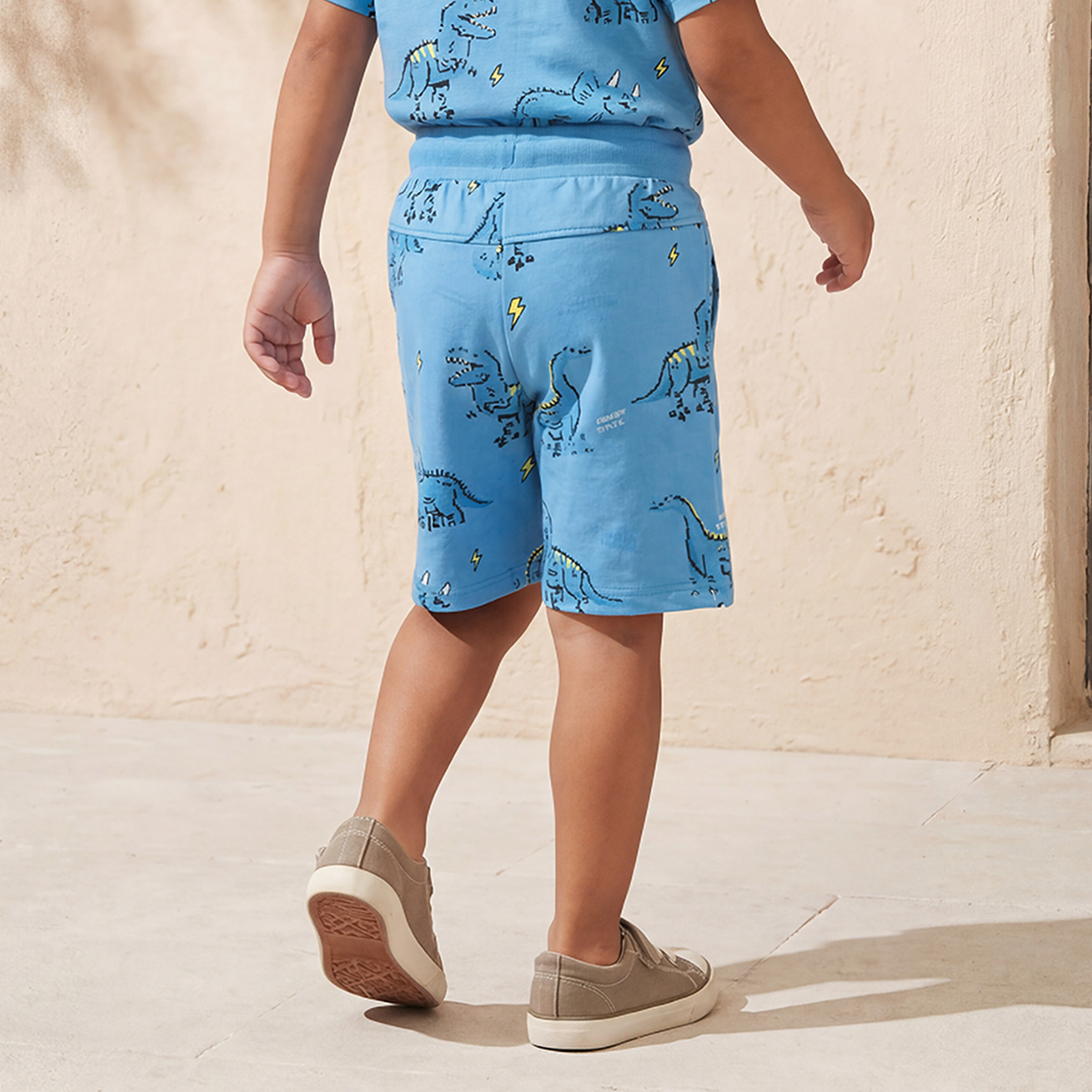 Juniors Knee Length Elasticated Shorts with Dinosaur Print-baby-boys-clothing-bottoms-shorts-image-3