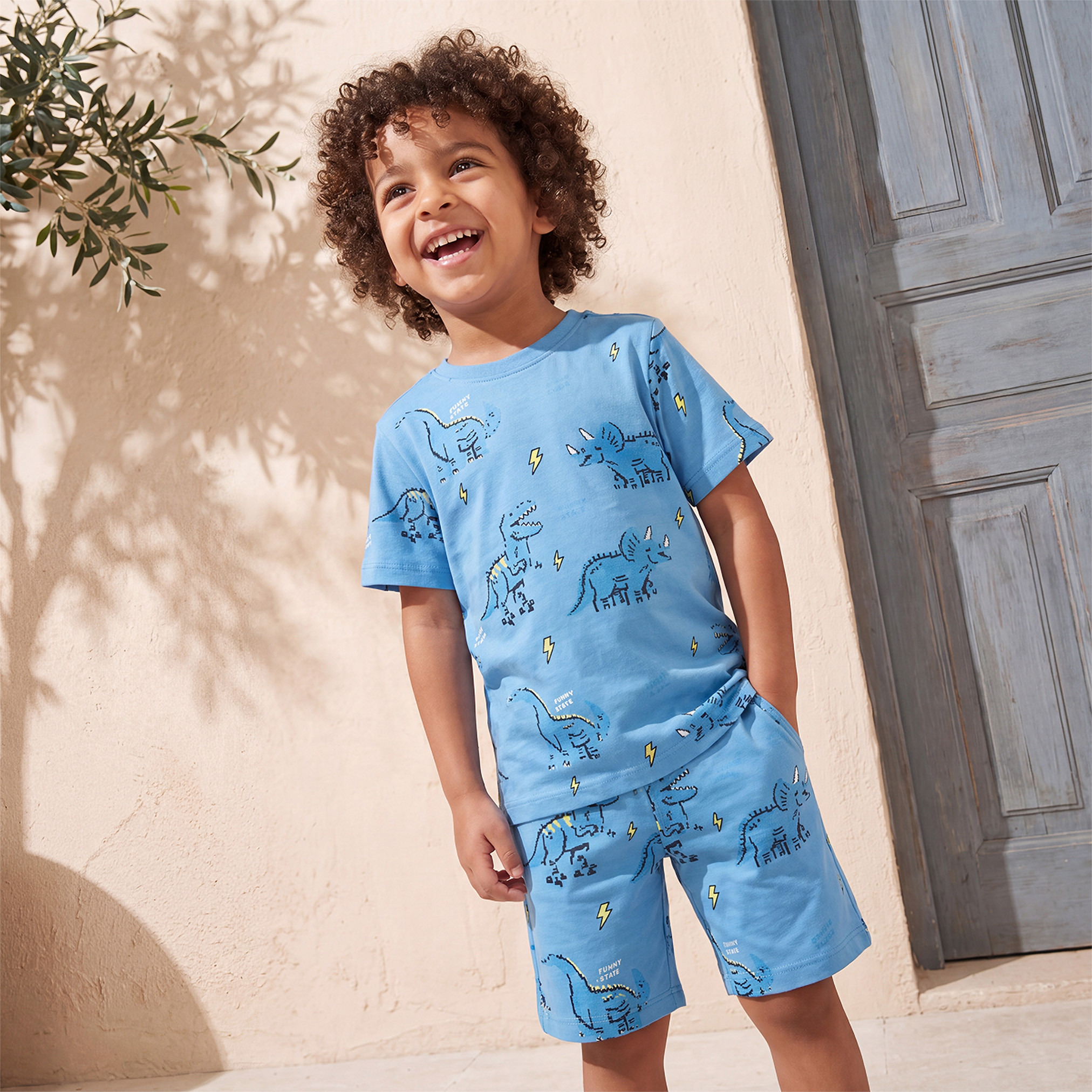 Juniors Knee Length Elasticated Shorts with Dinosaur Print-baby-boys-clothing-bottoms-shorts-image-5