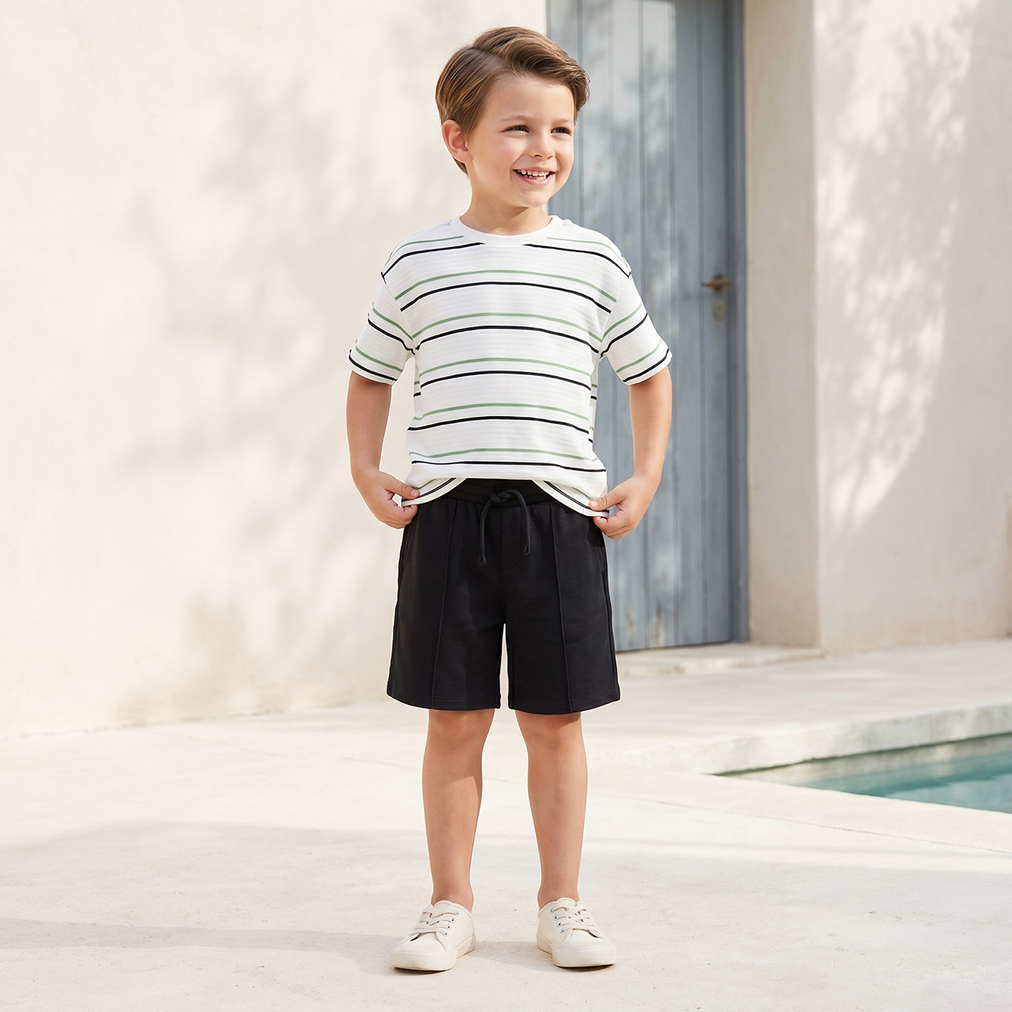 شورت بطول الركبة برباط خصر وجيوب من جونيورز-baby-boys-clothing-bottoms-shorts-image-2