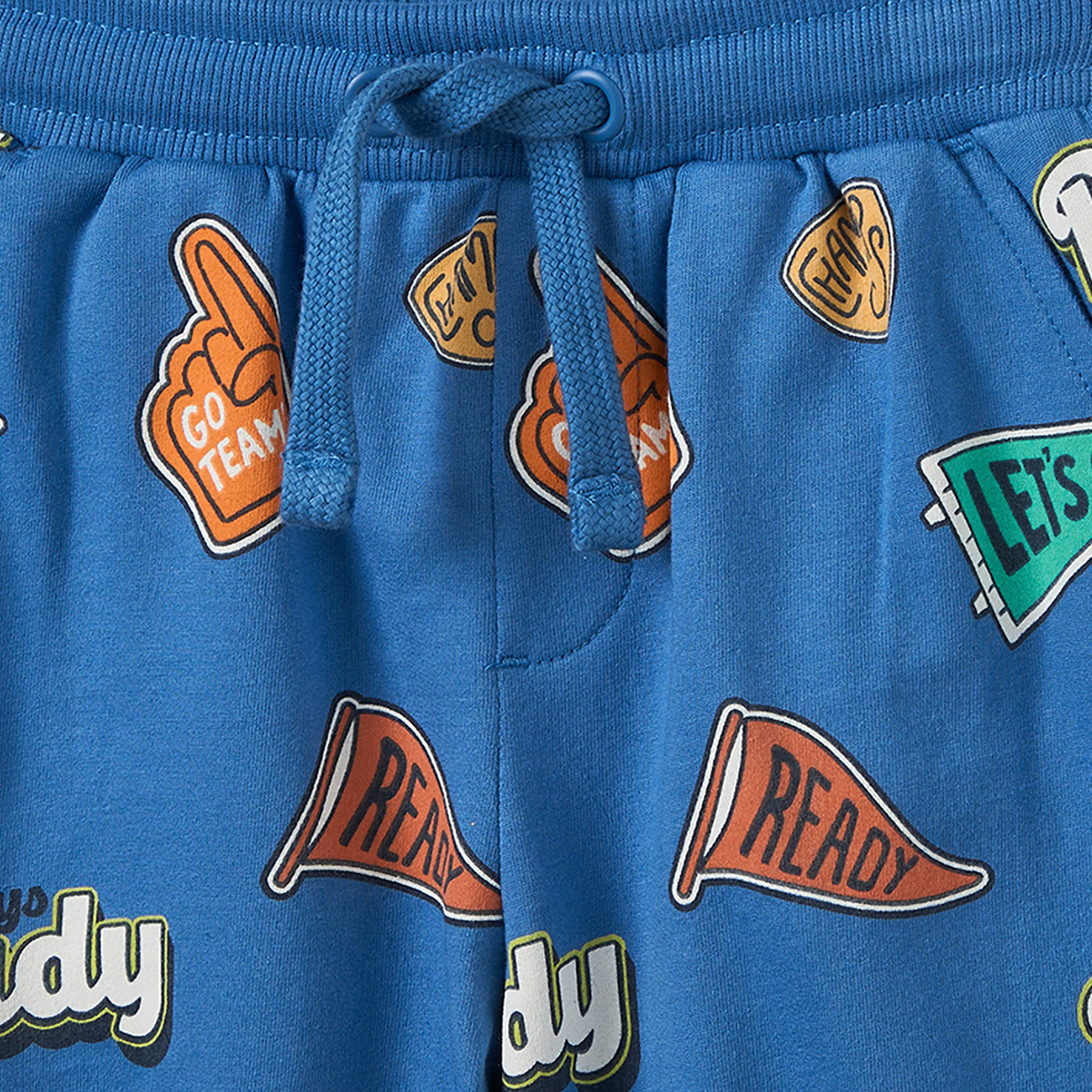 Juniors Elasticated Drawstring Waist Joggers with Print-boys-clothing-bottoms-joggersandtrackpants-image-4