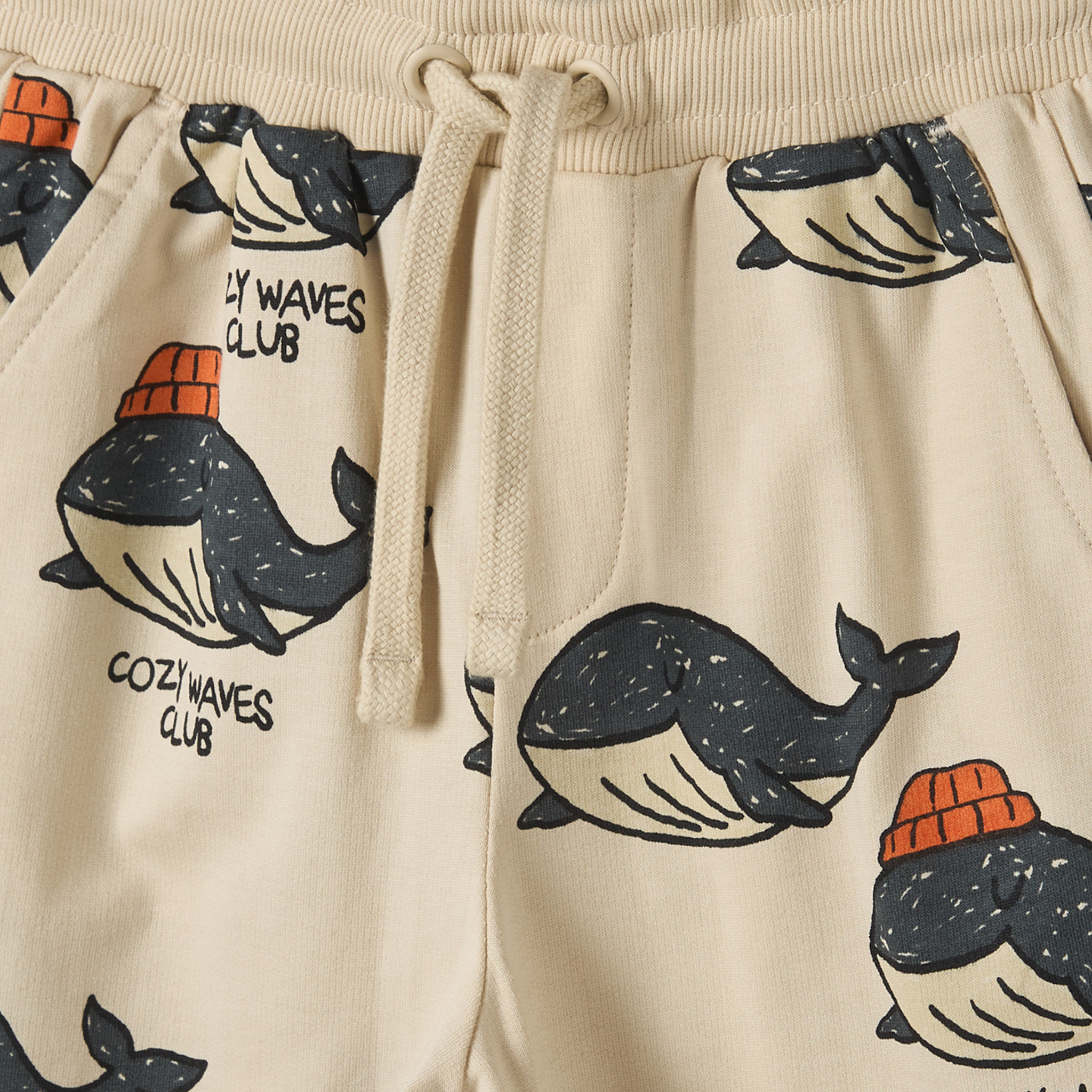 Juniors Elasticated Drawstring Waist Joggers with Whale Print-boys-clothing-bottoms-joggersandtrackpants-image-4