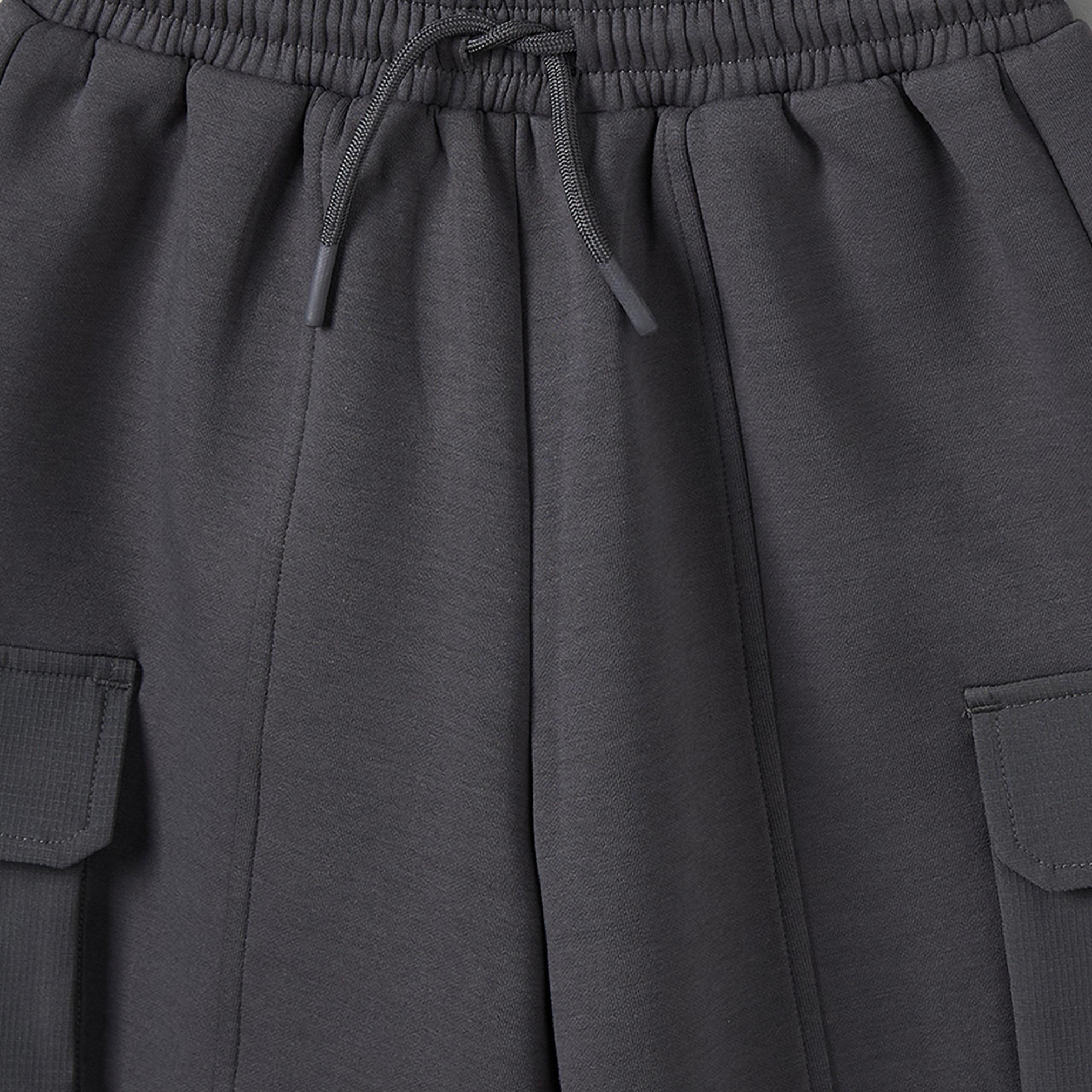 Juniors Elasticated Drawstring Waist Cargo Joggers with Panelled Design-boys-clothing-bottoms-joggersandtrackpants-image-4