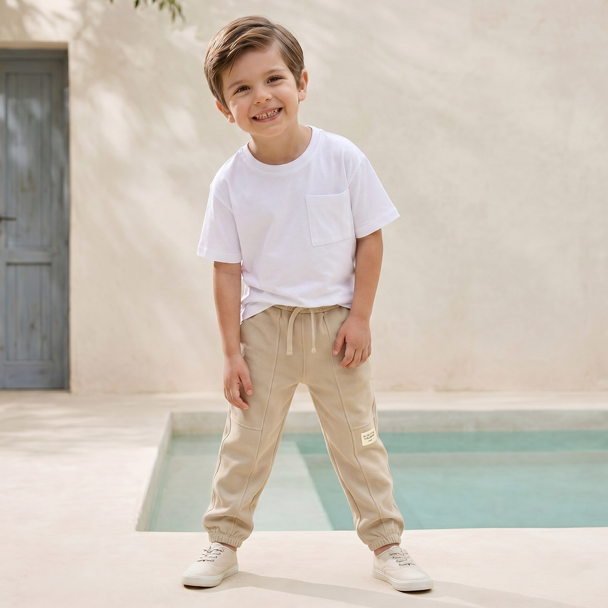 Juniors Elasticated Drawstring Joggers with Textured Design-boys-clothing-bottoms-joggersandtrackpants-image-2