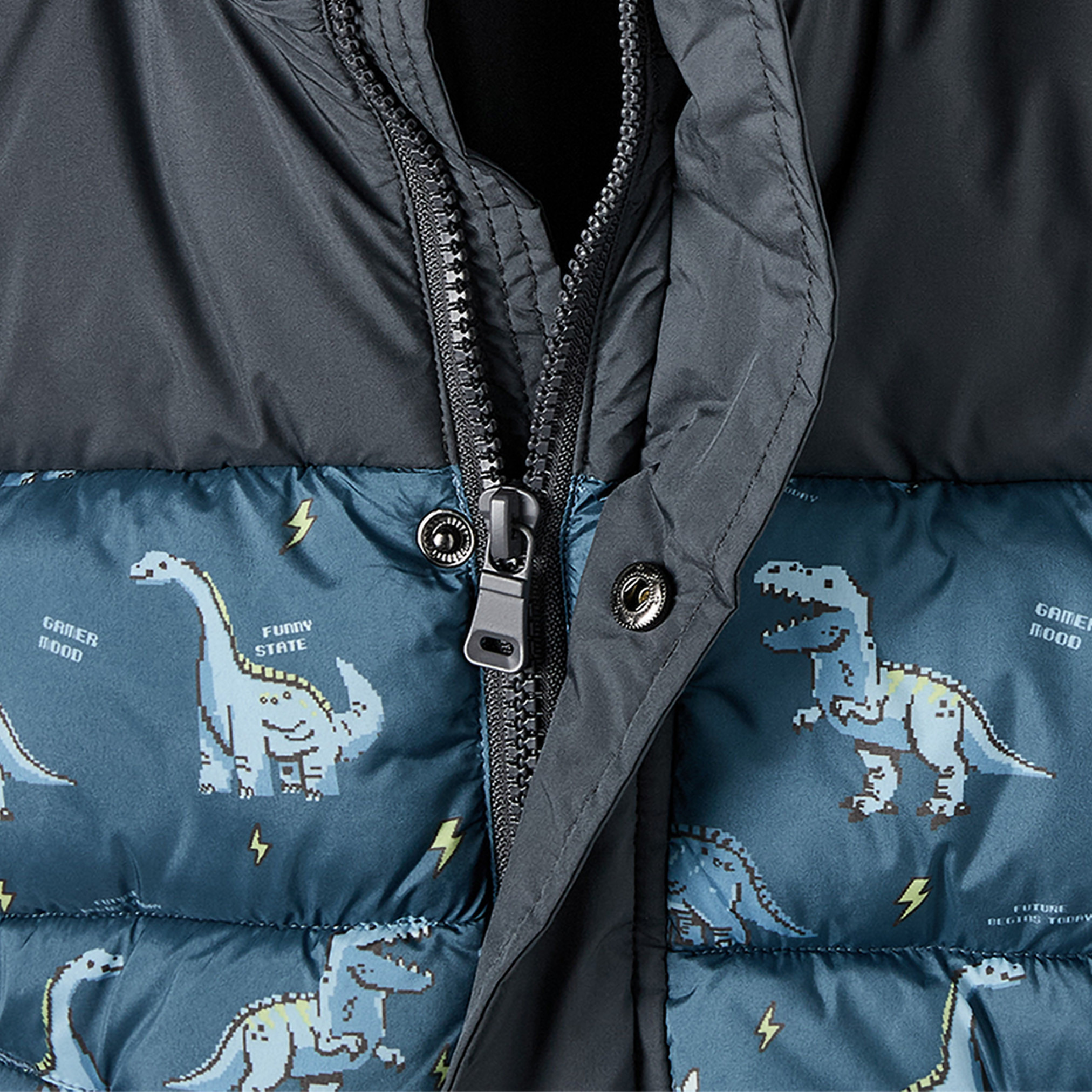 جاكيت منفوخ بقبعة وبطبعة ديناصور من جونيورز-boys-clothing-jacketsandcoats-image-4