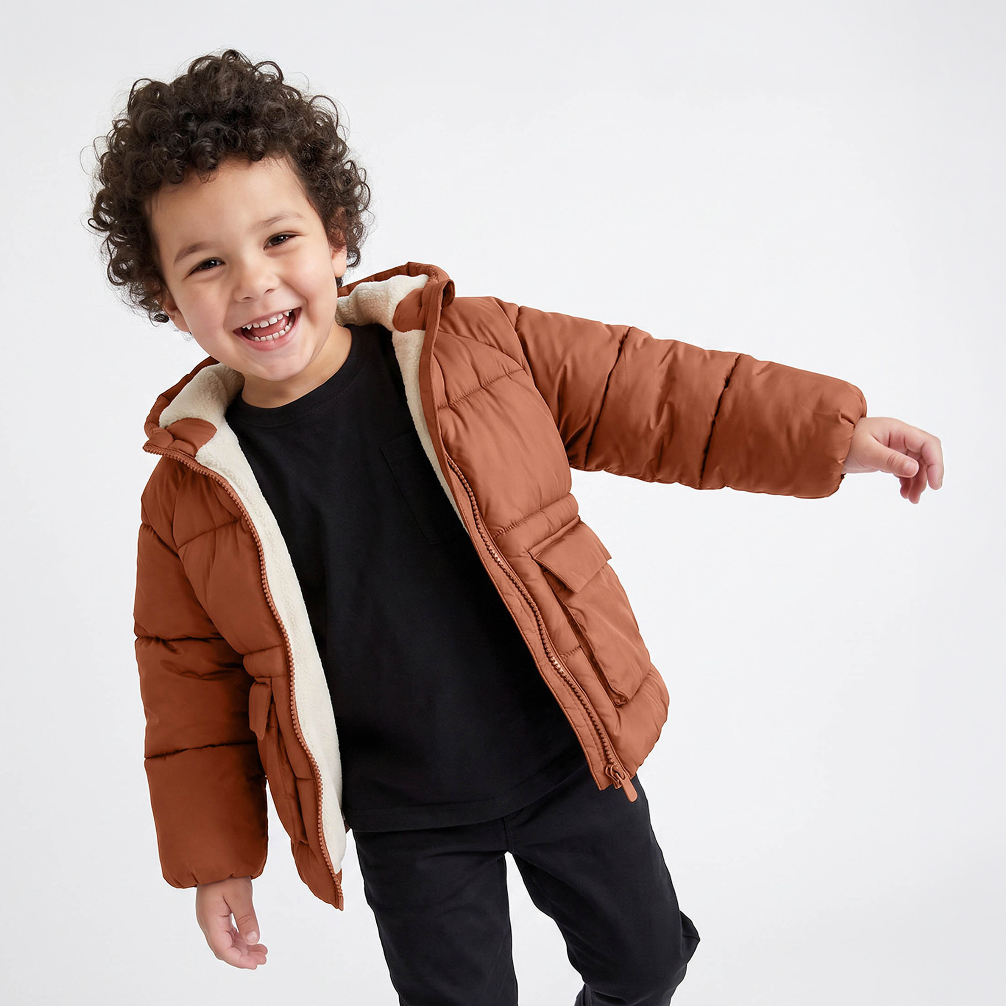 جاكيت بفر بطبقة مبطنة بغطاء رأس وأكمام طويلة بسحاب إغلاق من جونيورز-boys-clothing-jacketsandcoats-image-1