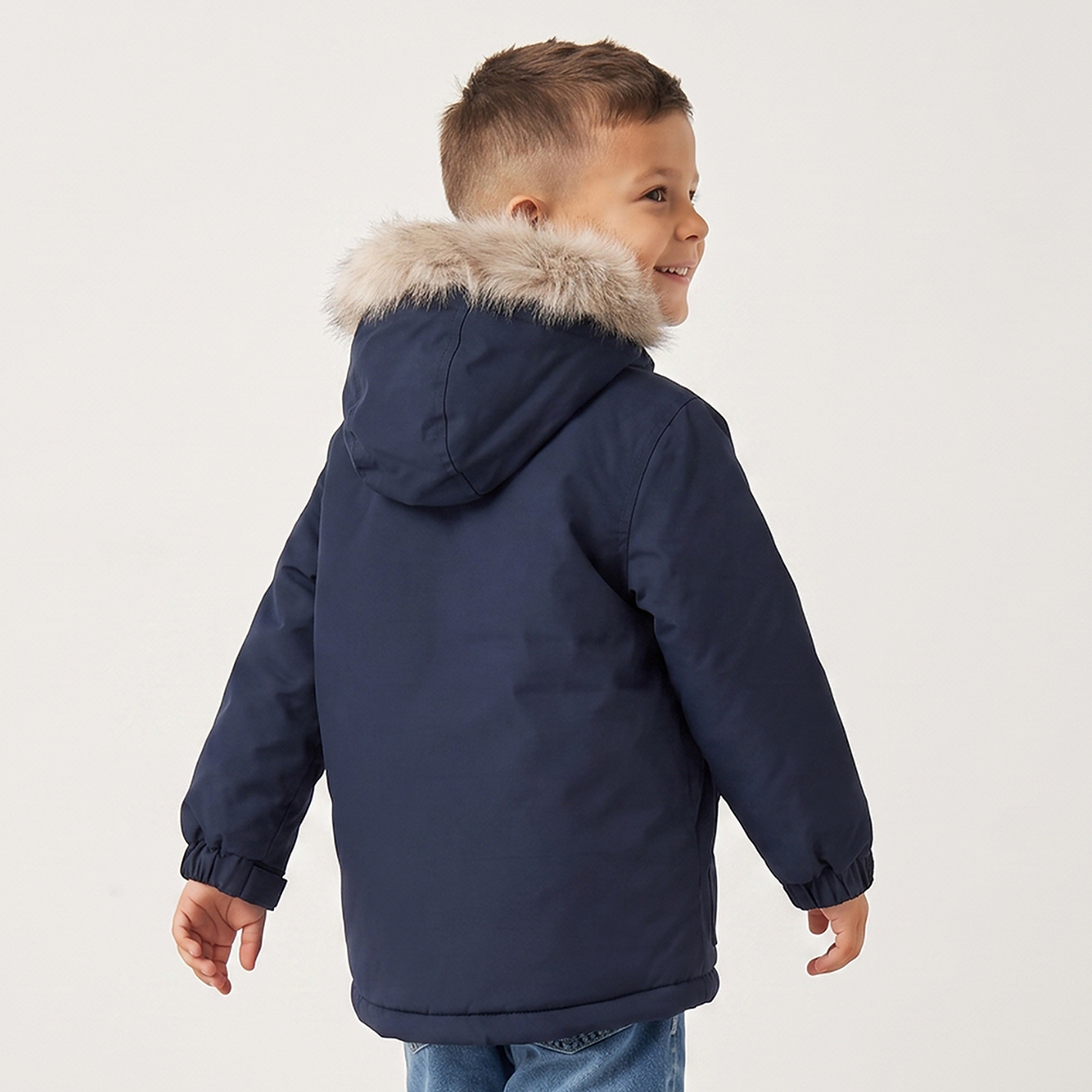 جاكيت باركا بغطاء رأس مع تفاصيل فرو صناعي من جونيورز-boys-clothing-jacketsandcoats-image-3