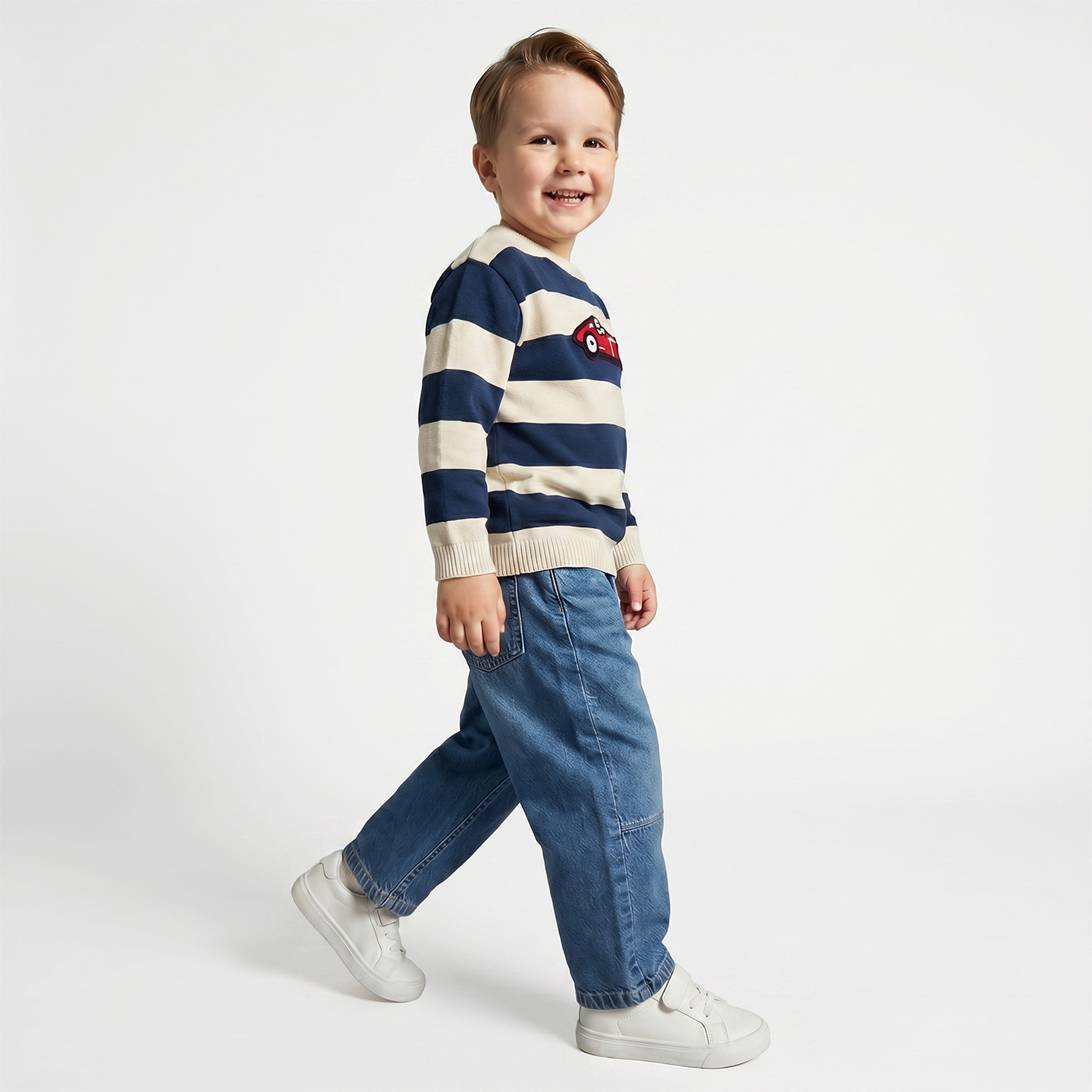 كنزة مخططة بأكمام طويلة وزخارف سيارة سباق من جونيورز-baby-boys-clothing-winterwear-jumpersandcardigans-image-5