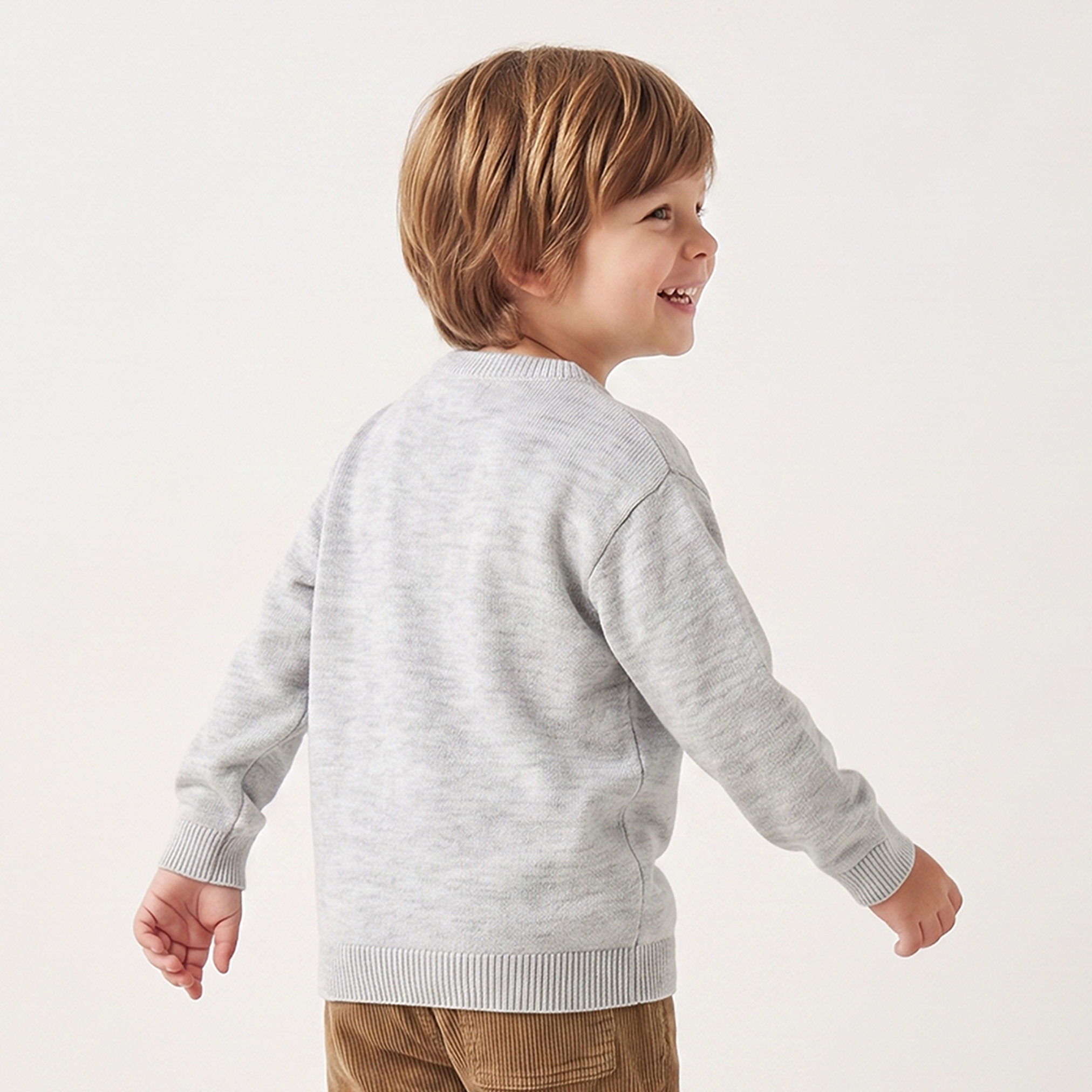 Juniors Bear Embroidered Sweater with Long Sleeves-baby-boys-clothing-winterwear-jumpersandcardigans-image-3