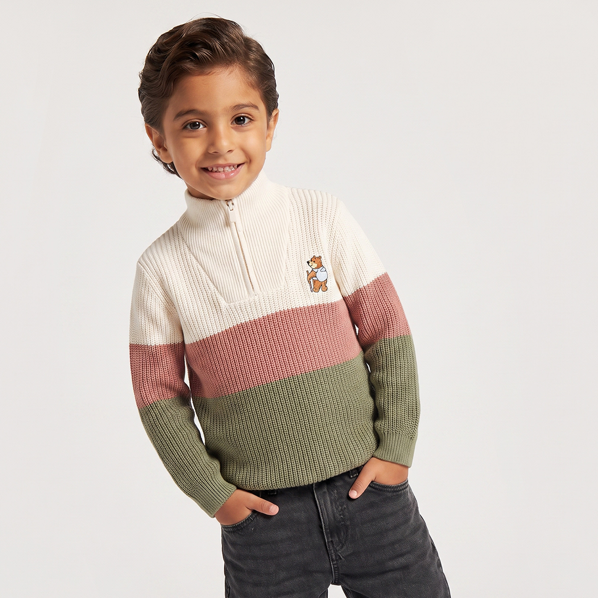 Juniors Colourblock Sweater with Long Sleeves-baby-boys-clothing-winterwear-jumpersandcardigans-image-1