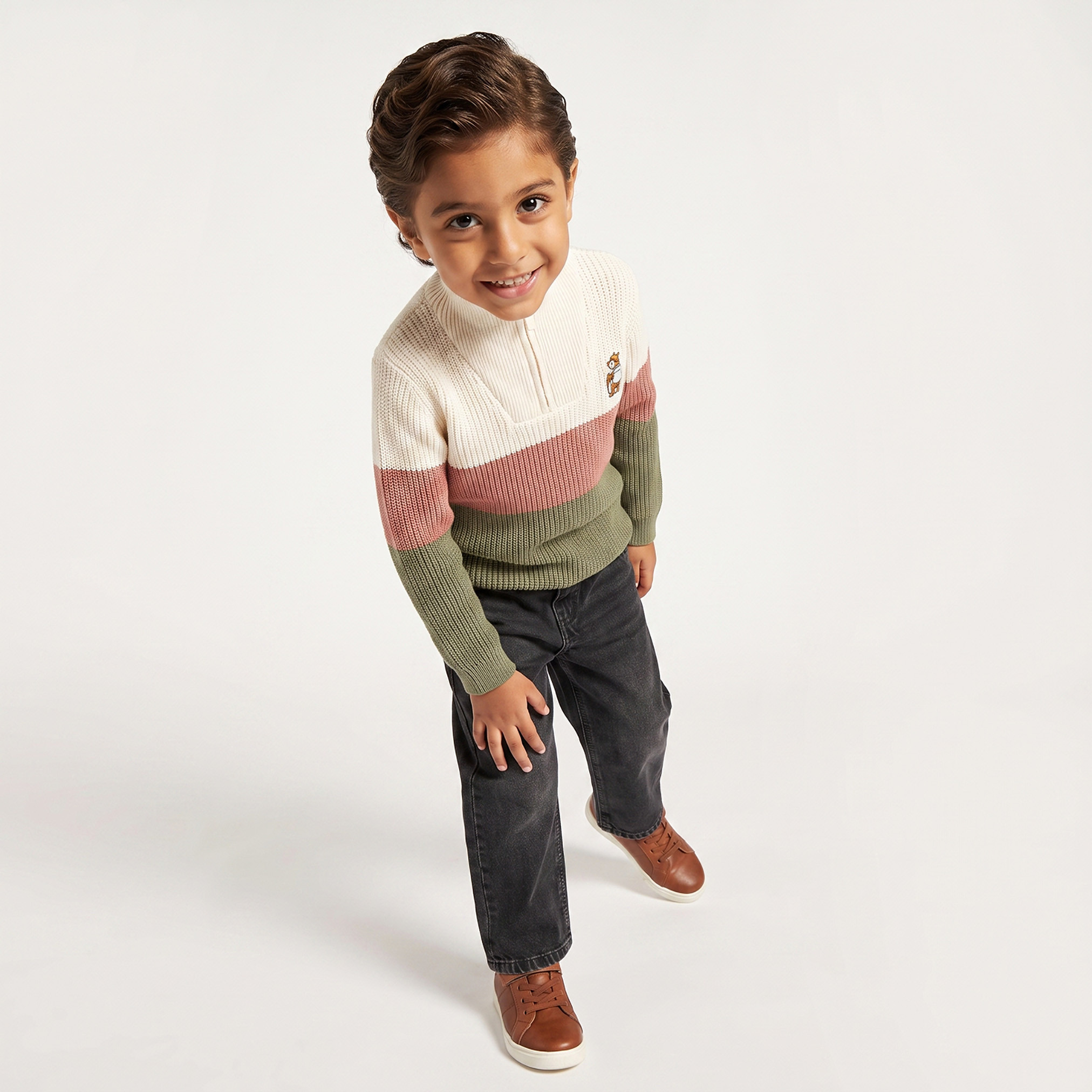 Juniors Colourblock Sweater with Long Sleeves-baby-boys-clothing-winterwear-jumpersandcardigans-image-2