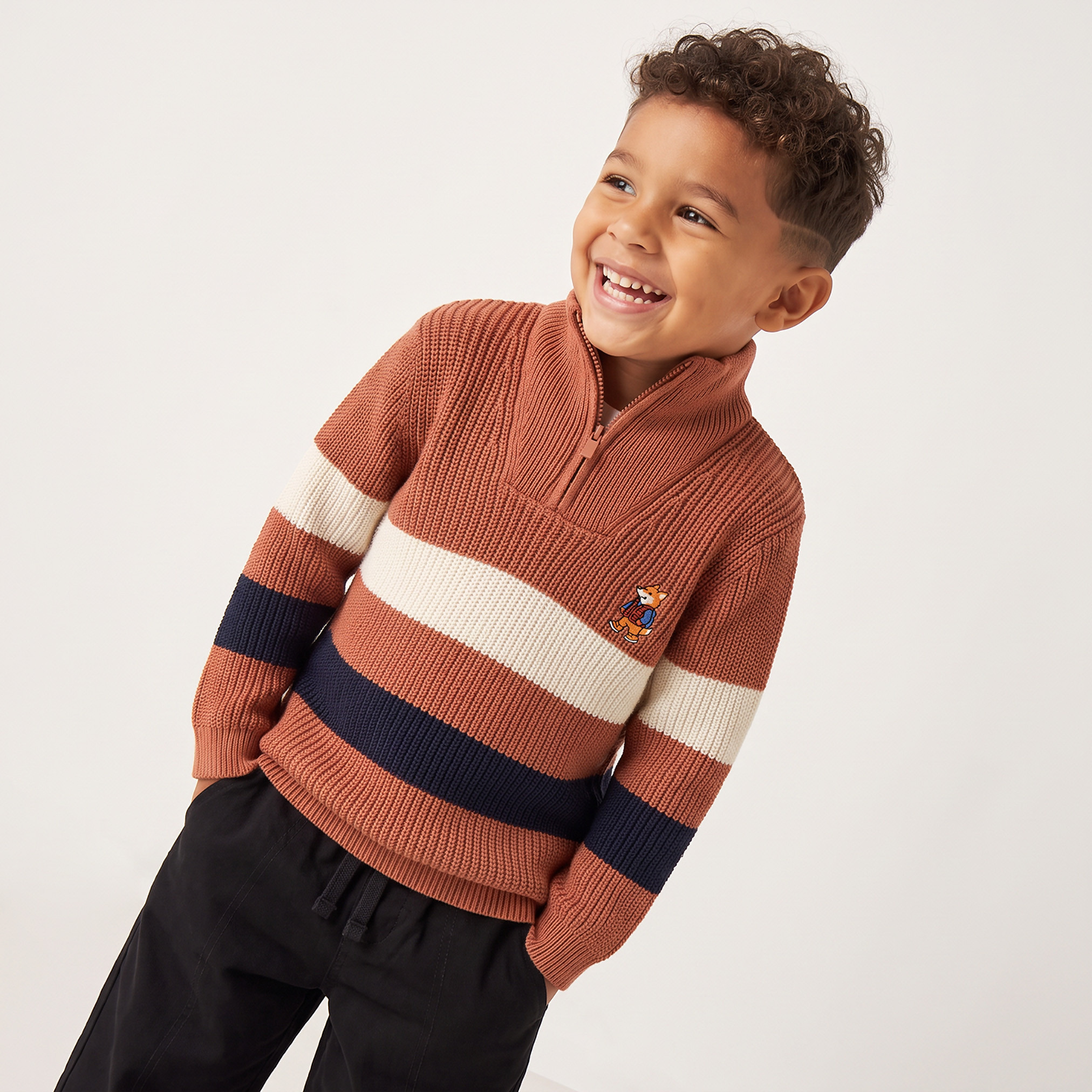 Juniors Striped Sweater with Long Sleeves-baby-boys-clothing-winterwear-jumpersandcardigans-image-1