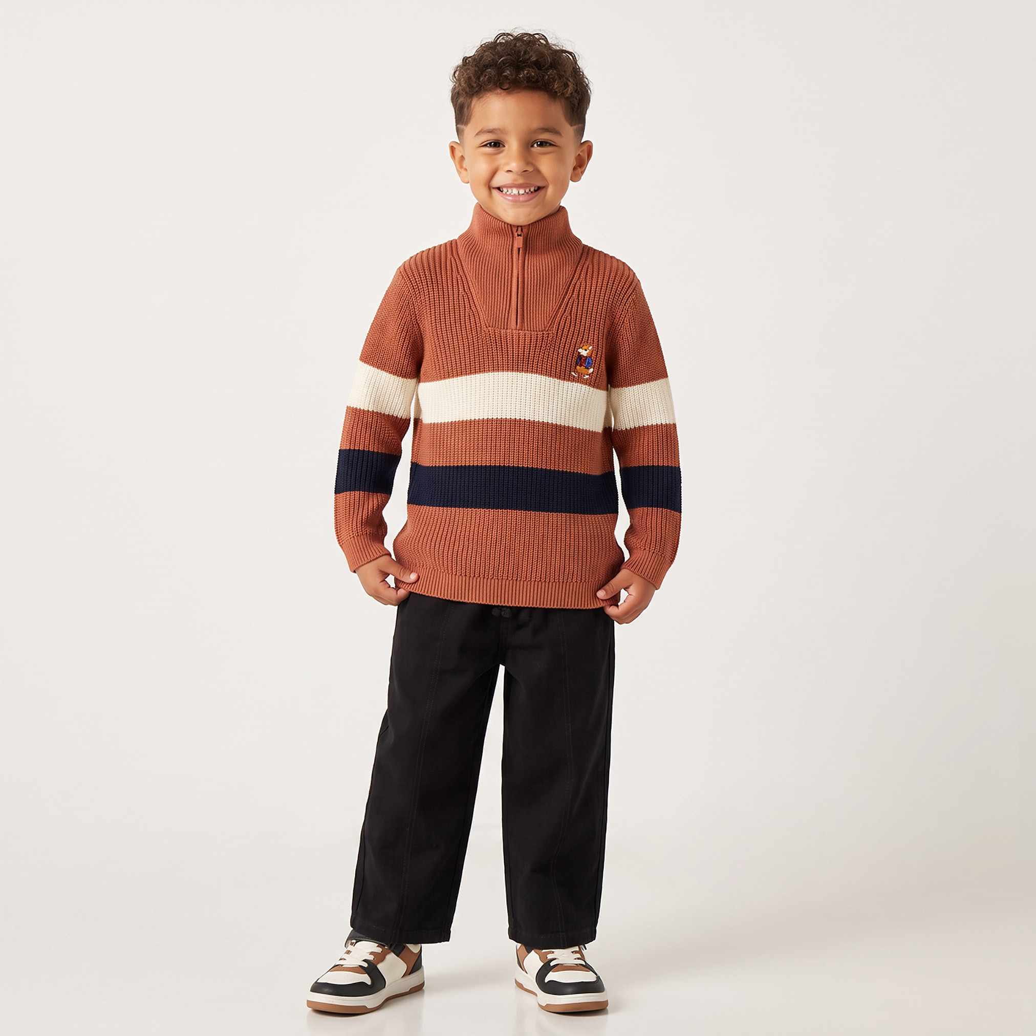 Juniors Striped Sweater with Long Sleeves-baby-boys-clothing-winterwear-jumpersandcardigans-image-3