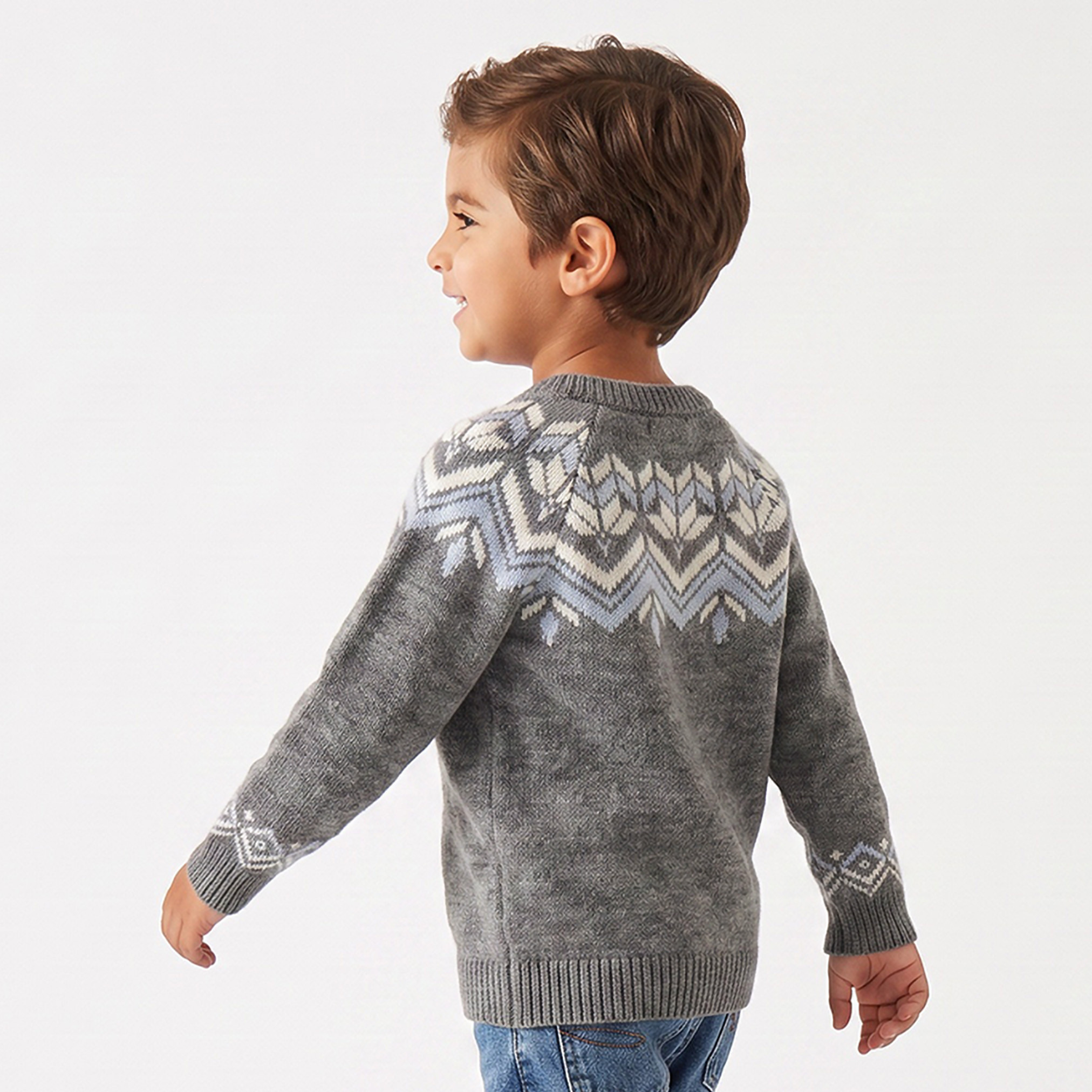 Juniors Geometric Print Sweater with Long Sleeves-baby-boys-clothing-winterwear-jumpersandcardigans-image-3