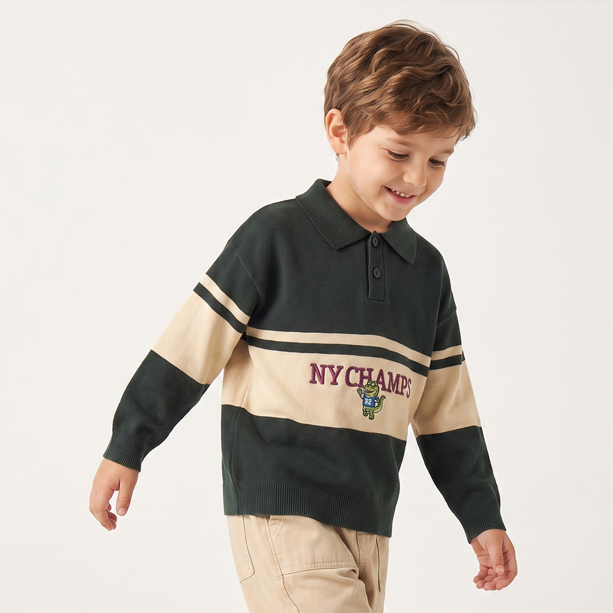 كنزة مطرزة بأكمام طويلة من جونيورز-baby-boys-clothing-winterwear-jumpersandcardigans-image-1