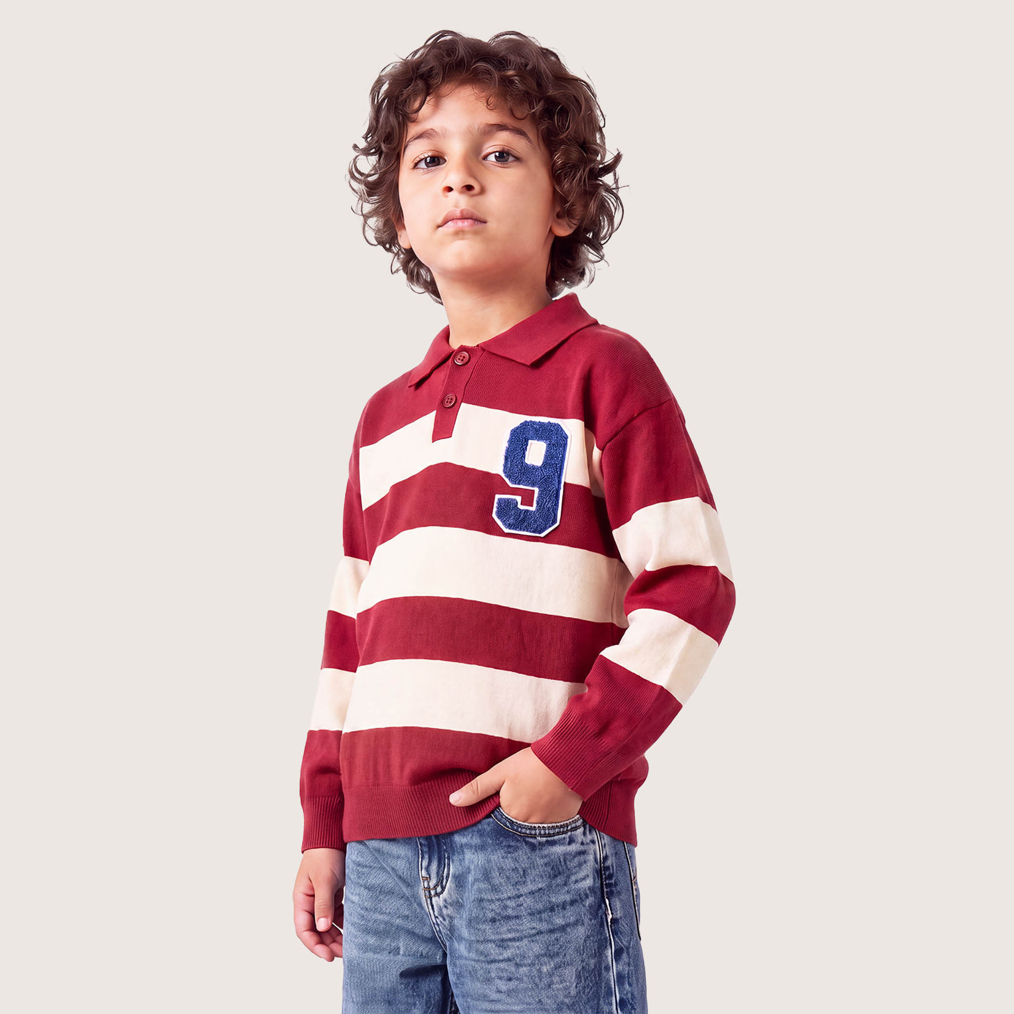 كنزة مخططة بأكمام طويلة من جونيورز-baby-boys-clothing-winterwear-jumpersandcardigans-image-1