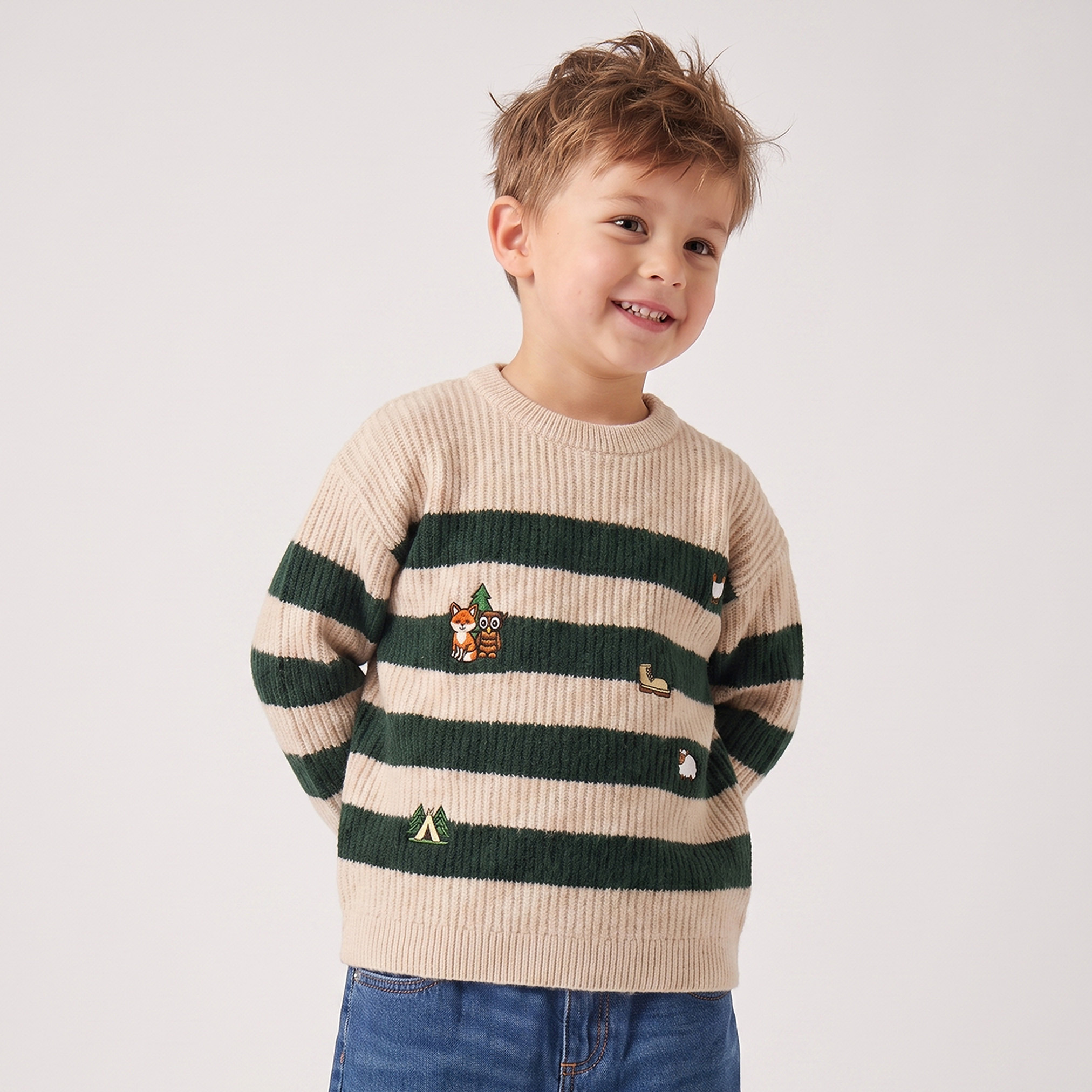 Juniors Striped Sweater with Long Sleeves-baby-boys-clothing-winterwear-jumpersandcardigans-image-1