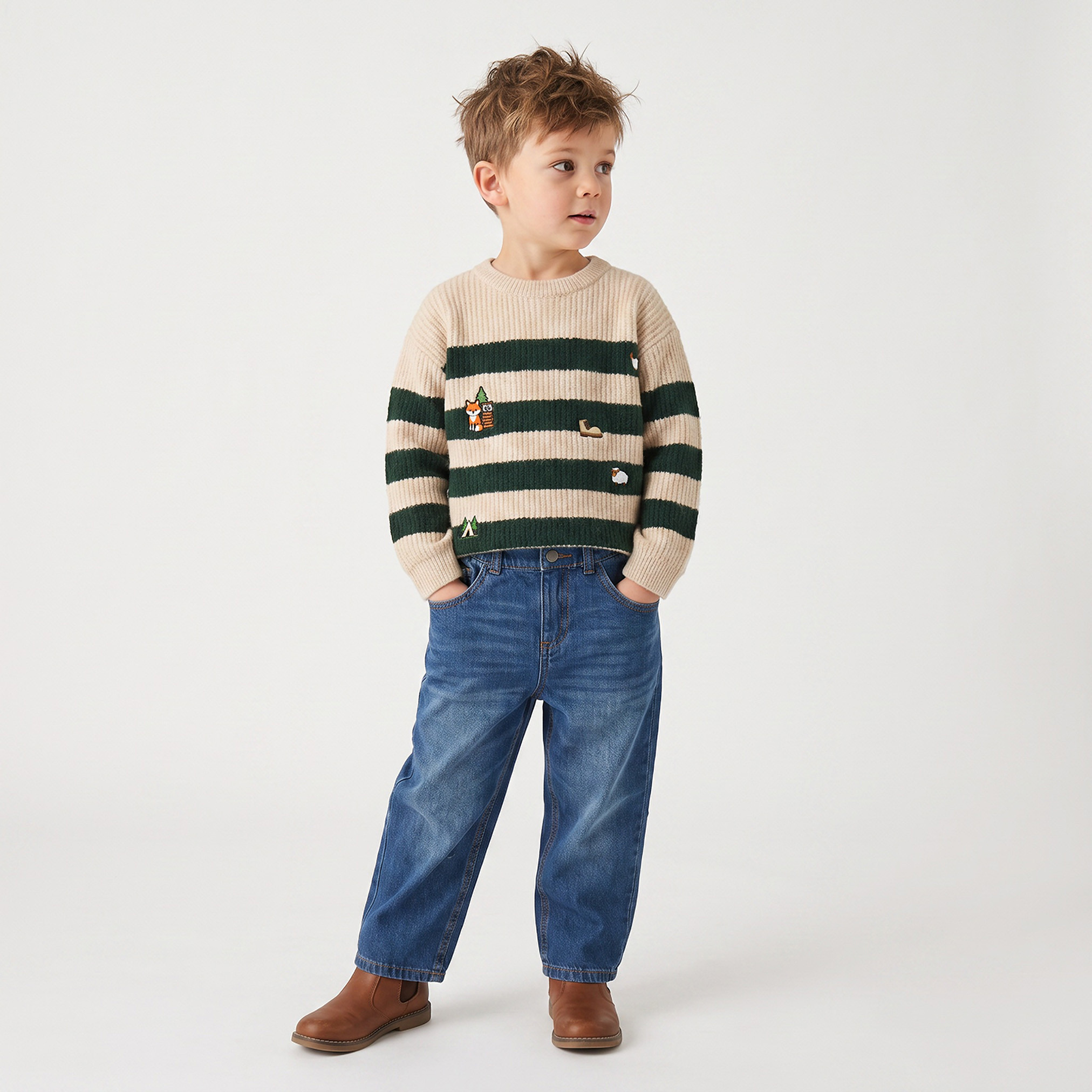 Juniors Striped Sweater with Long Sleeves-baby-boys-clothing-winterwear-jumpersandcardigans-image-3