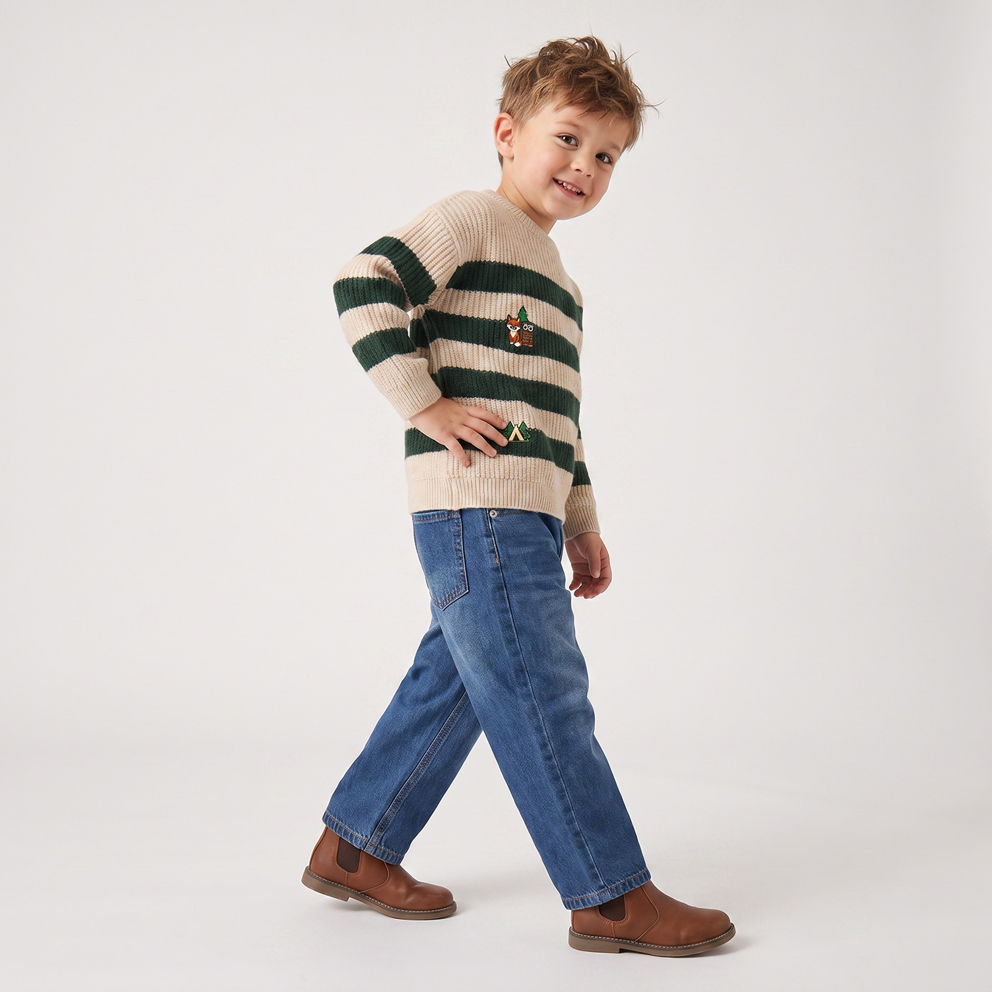 Juniors Striped Sweater with Long Sleeves-baby-boys-clothing-winterwear-jumpersandcardigans-image-5