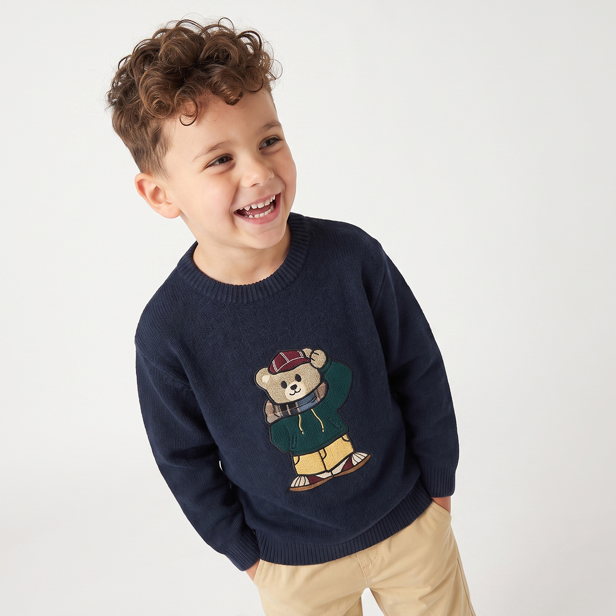 سويتر بأكمام طويلة مع تطريز دب من جونيورز-baby-boys-clothing-winterwear-jumpersandcardigans-image-1