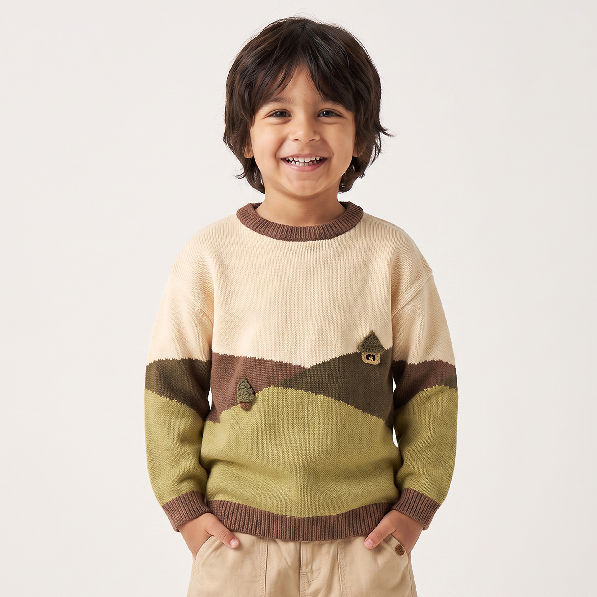 Juniors Textured Sweater with Long Sleeves-baby-boys-clothing-winterwear-jumpersandcardigans-image-1