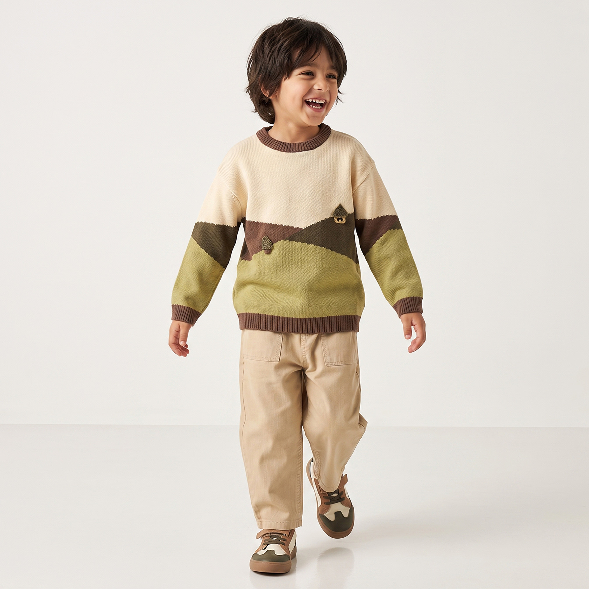 Juniors Textured Sweater with Long Sleeves-baby-boys-clothing-winterwear-jumpersandcardigans-image-2