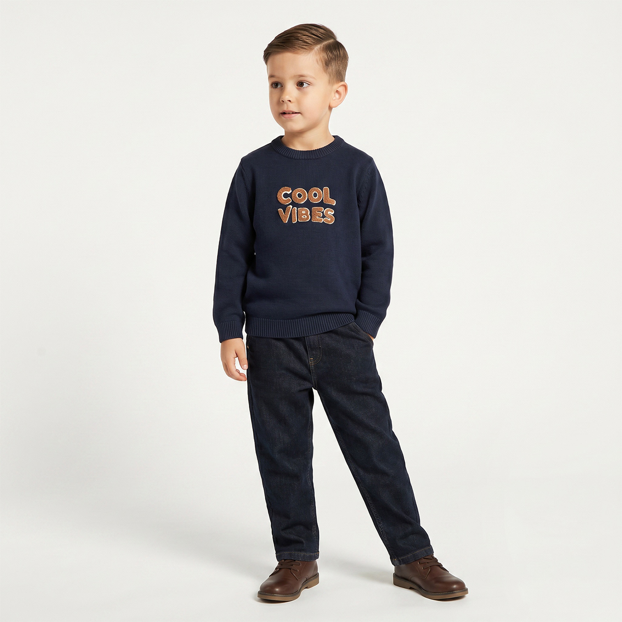 كنزة بارزة الملمس بأكمام طويلة وشعار من جونيورز-baby-boys-clothing-winterwear-jumpersandcardigans-image-2