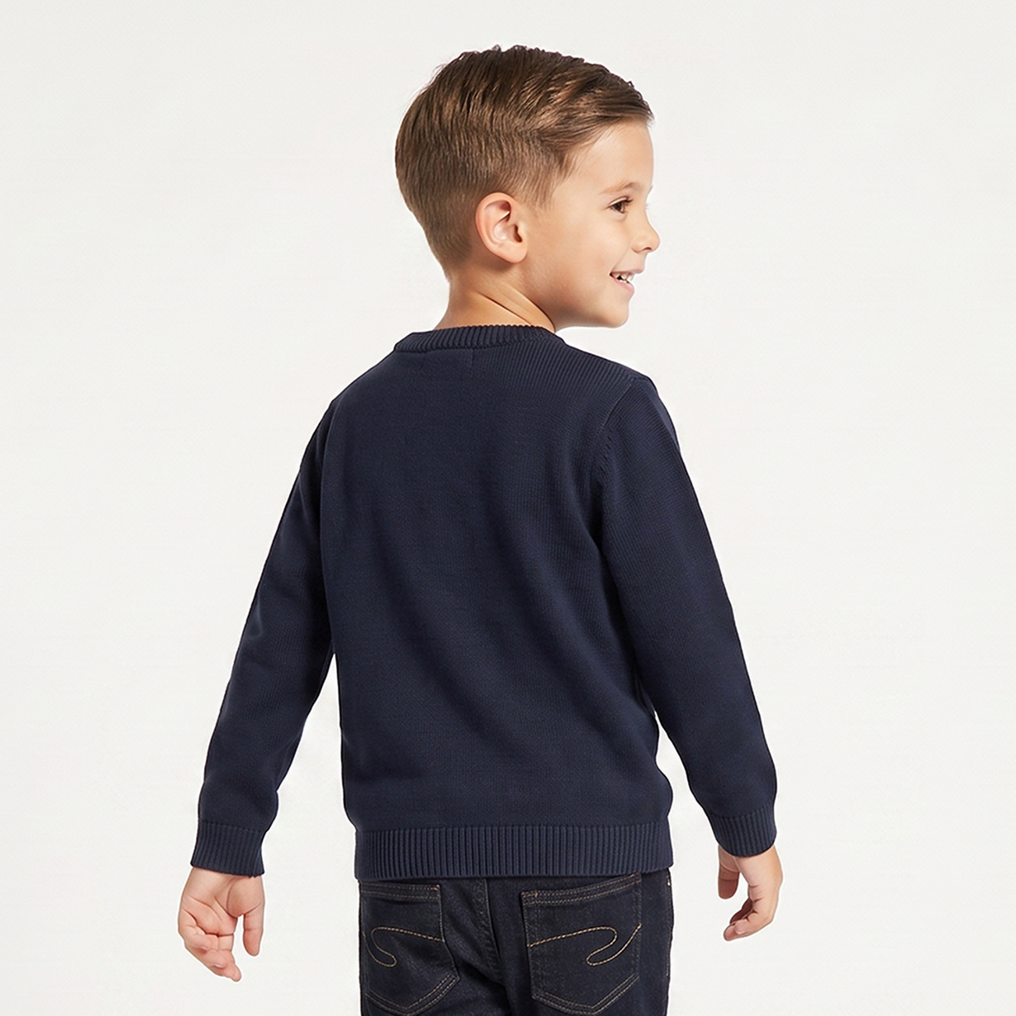 كنزة بارزة الملمس بأكمام طويلة وشعار من جونيورز-baby-boys-clothing-winterwear-jumpersandcardigans-image-3
