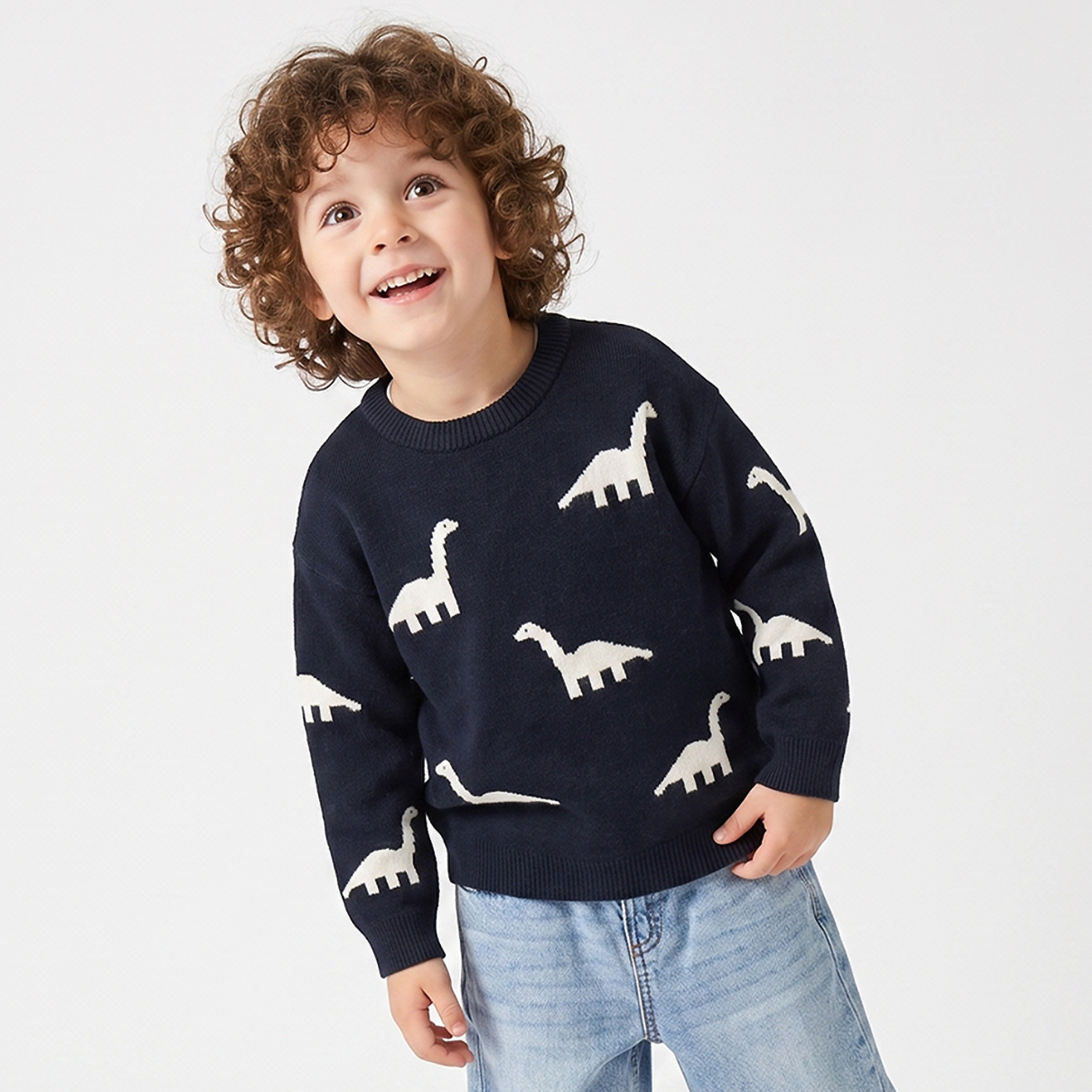 سويت شيرت بأكمام طويلة بطبعة ديناصورات من جونيورز-baby-boys-clothing-winterwear-jumpersandcardigans-image-1