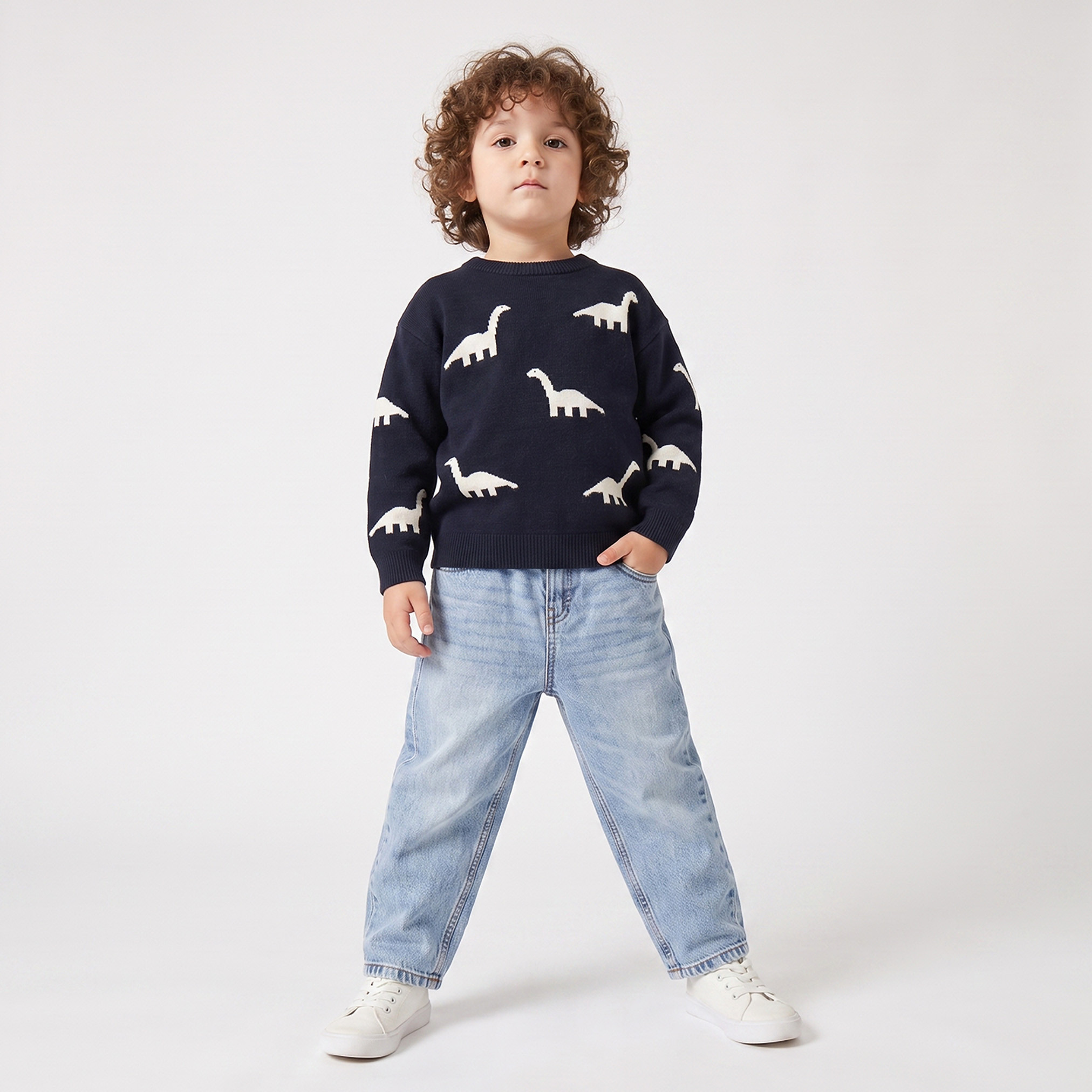 سويت شيرت بأكمام طويلة بطبعة ديناصورات من جونيورز-baby-boys-clothing-winterwear-jumpersandcardigans-image-2
