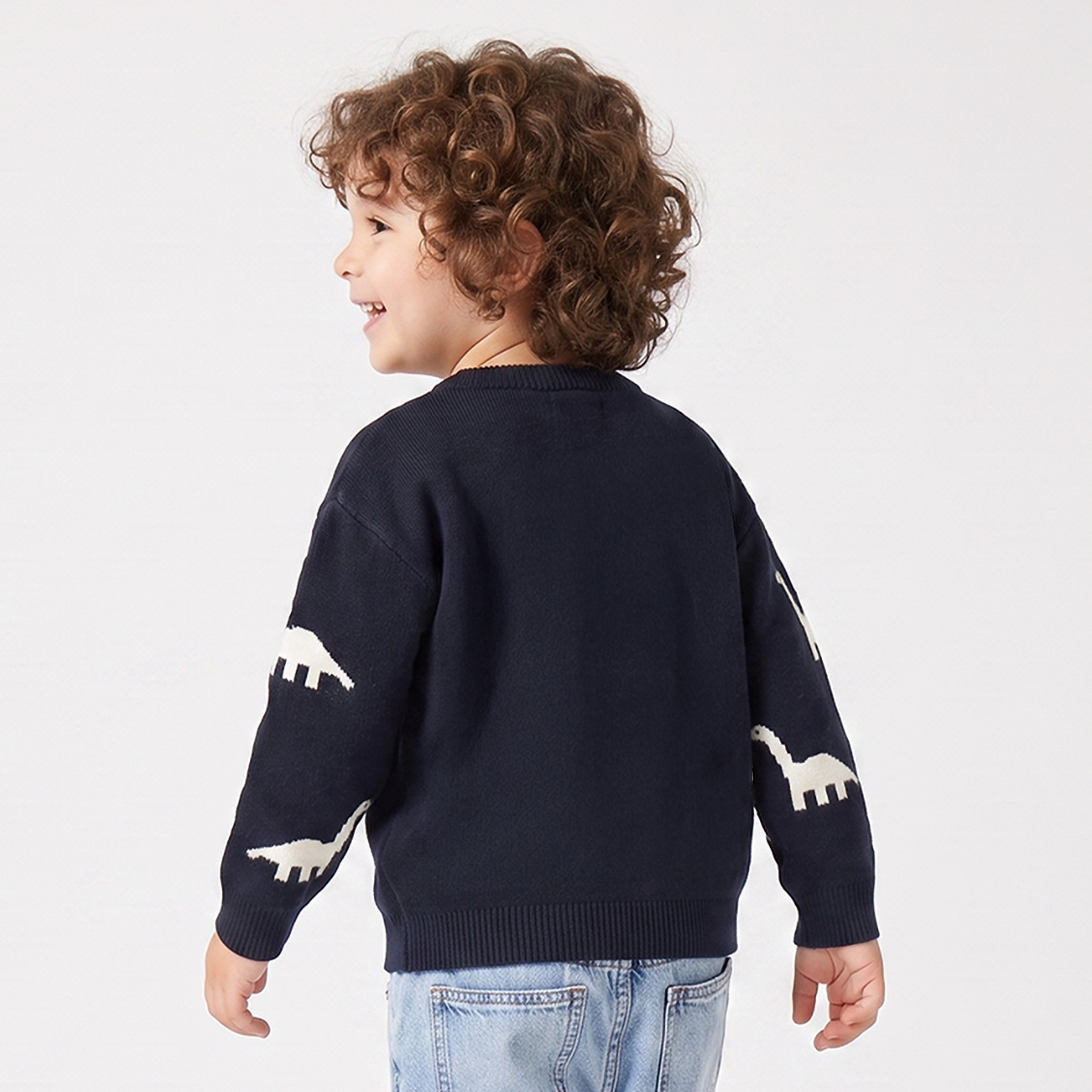 سويت شيرت بأكمام طويلة بطبعة ديناصورات من جونيورز-baby-boys-clothing-winterwear-jumpersandcardigans-image-3