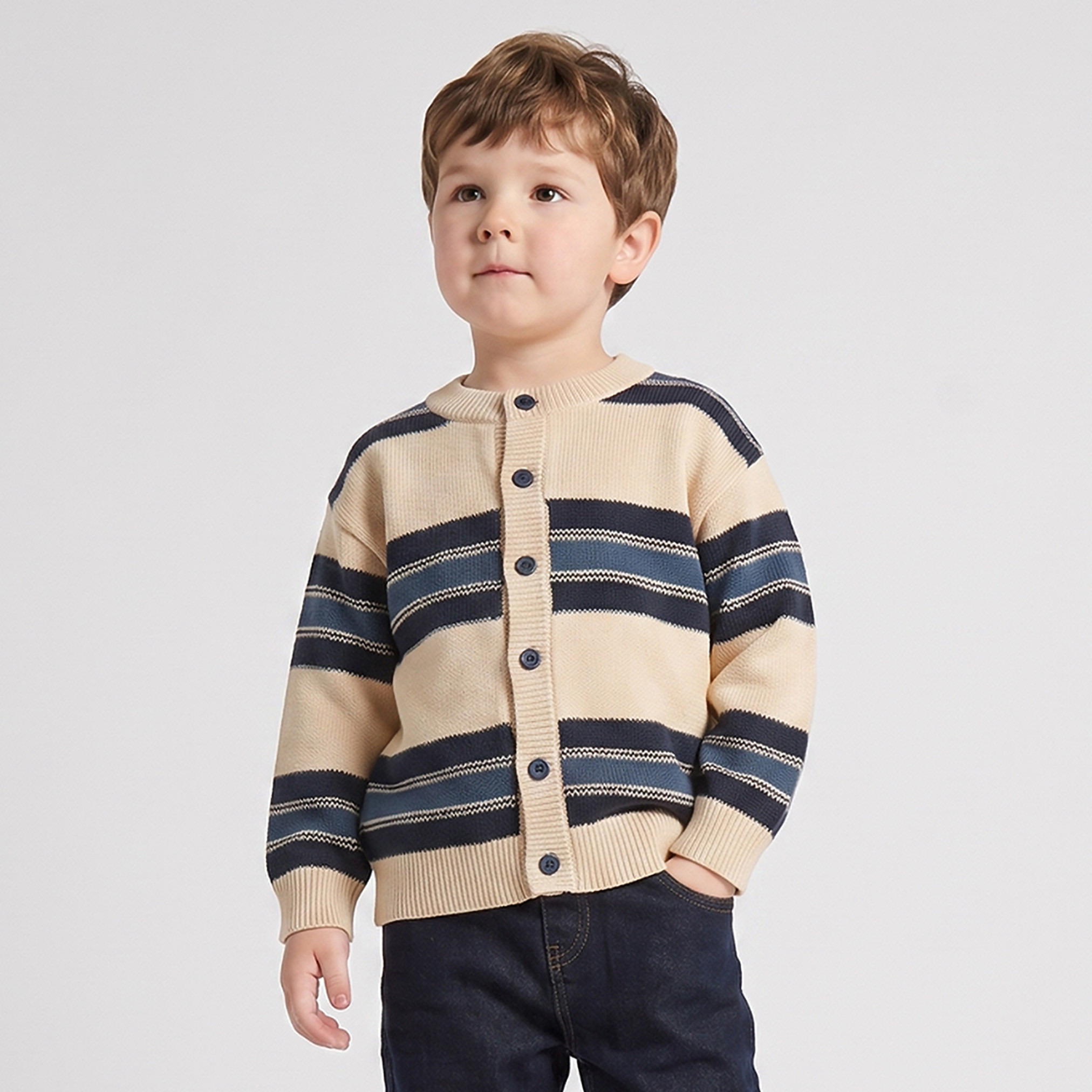 كارديجان مخطط بأكمام طويلة من جونيورز-baby-boys-clothing-winterwear-jumpersandcardigans-image-1