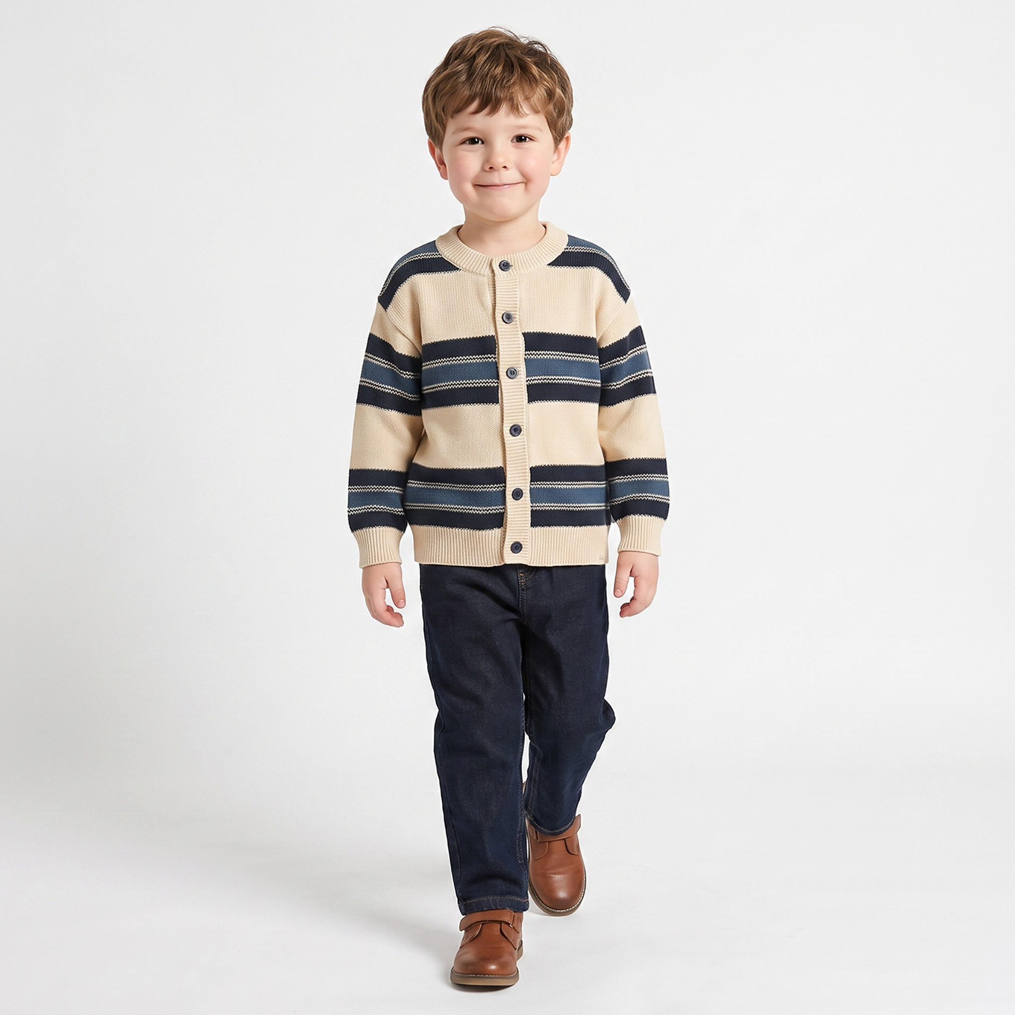 كارديجان مخطط بأكمام طويلة من جونيورز-baby-boys-clothing-winterwear-jumpersandcardigans-image-2