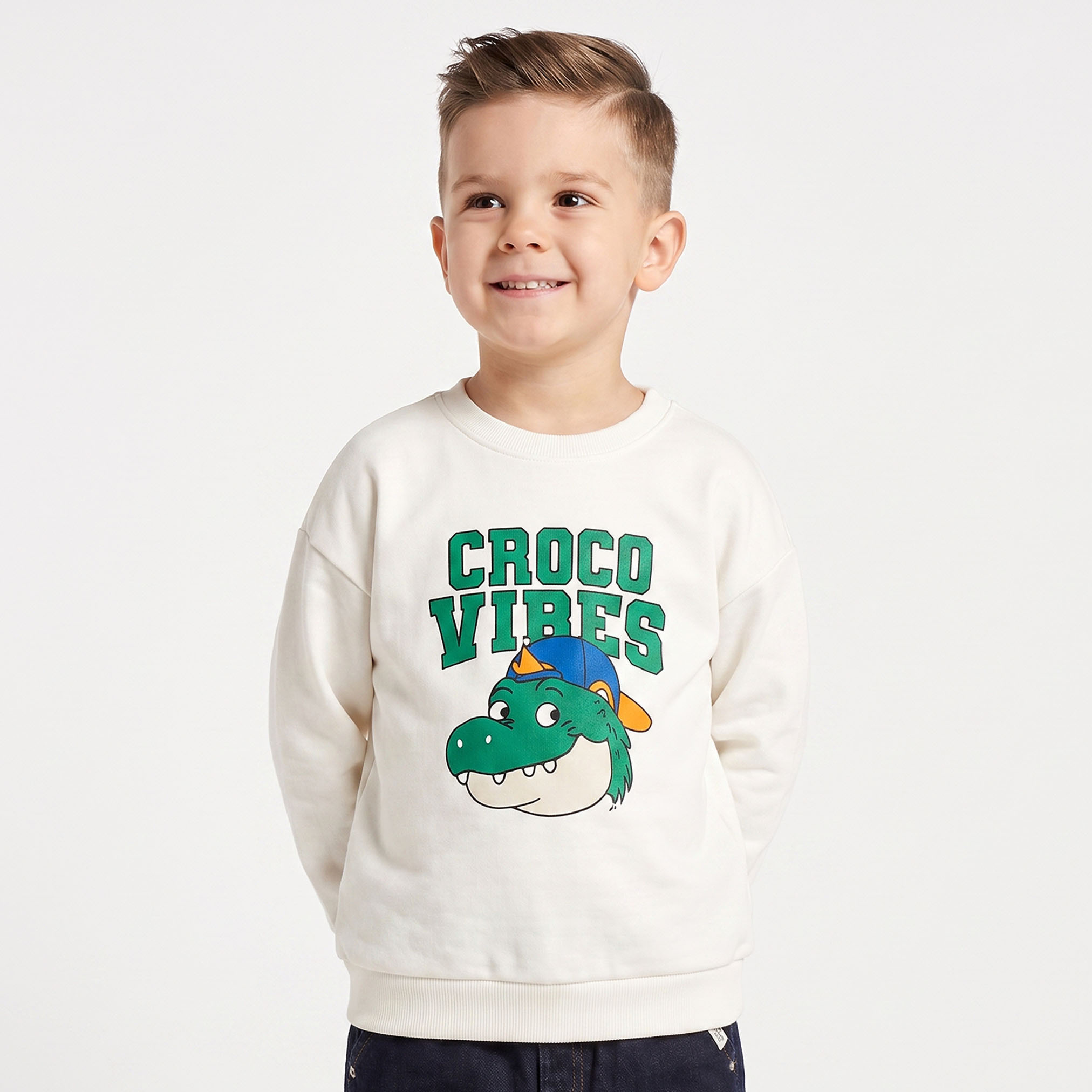 Juniors Graphic Print Sweatshirt with Ribbed Trim-baby-boys-clothing-winterwear-sweatshirts-image-1
