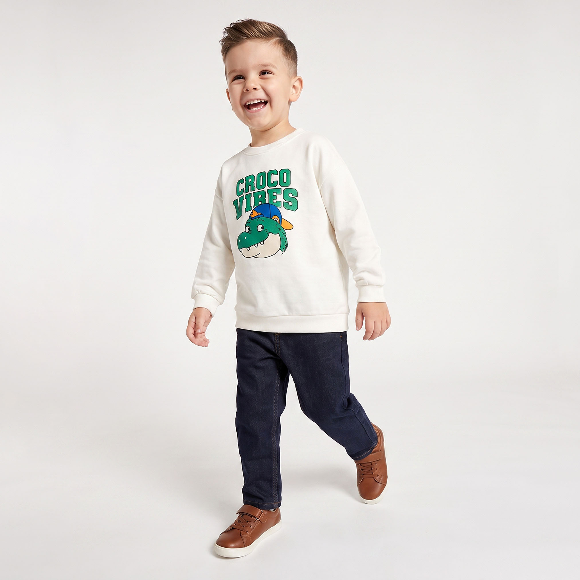 Juniors Graphic Print Sweatshirt with Ribbed Trim-baby-boys-clothing-winterwear-sweatshirts-image-3