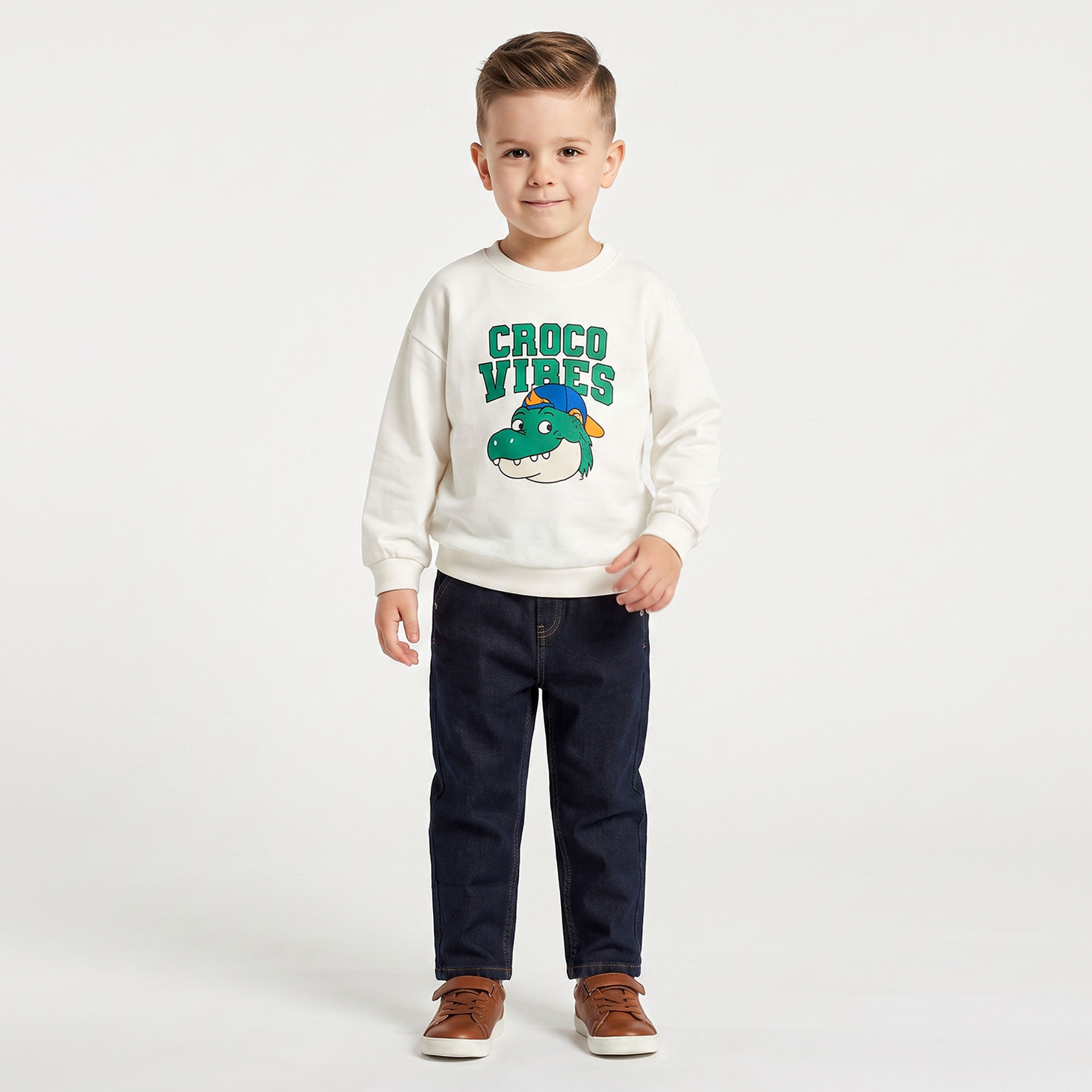 Juniors Graphic Print Sweatshirt with Ribbed Trim-baby-boys-clothing-winterwear-sweatshirts-image-5