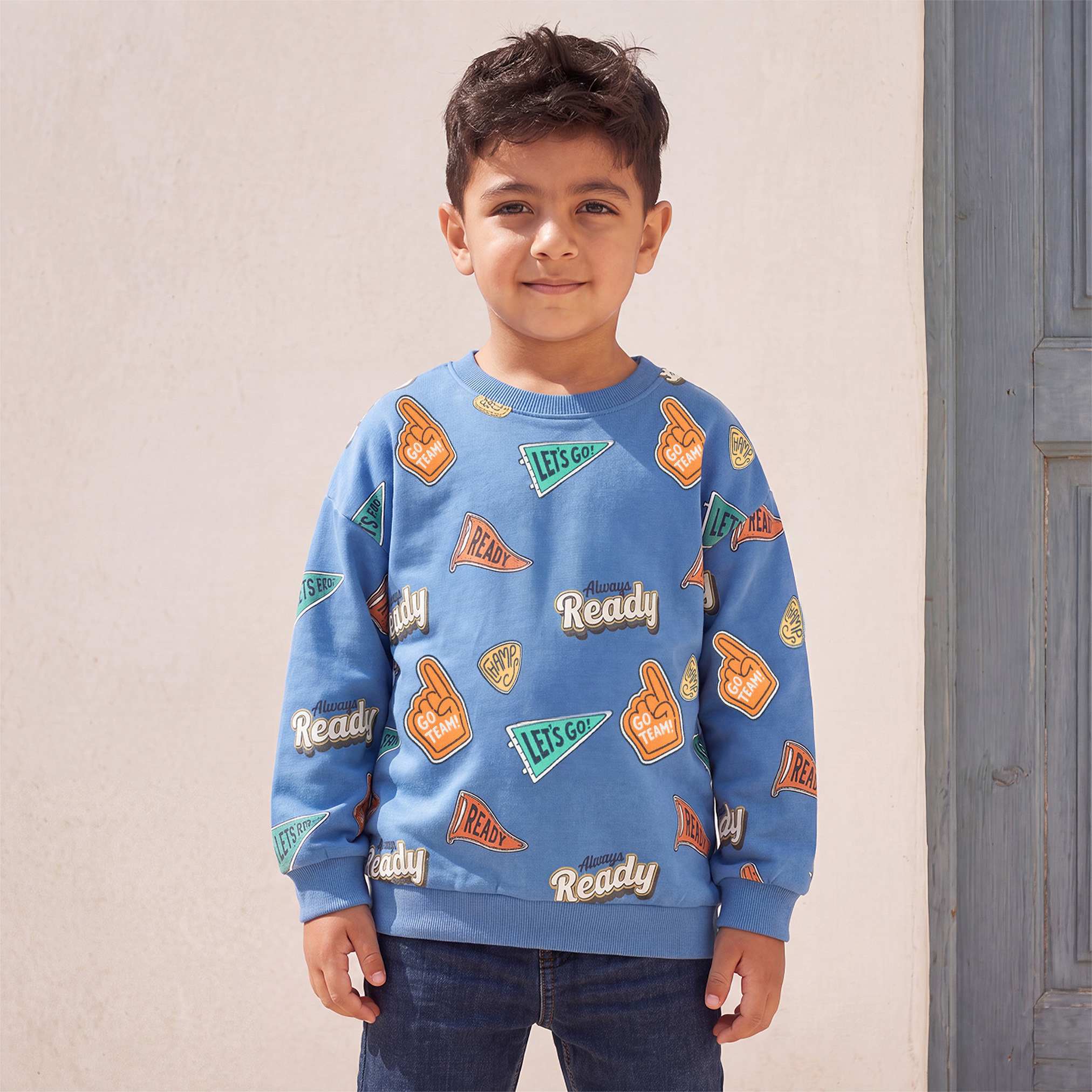 سويت شيرت بأكمام طويلة وطبعات شعار من جونيورز-baby-boys-clothing-winterwear-sweatshirts-image-1