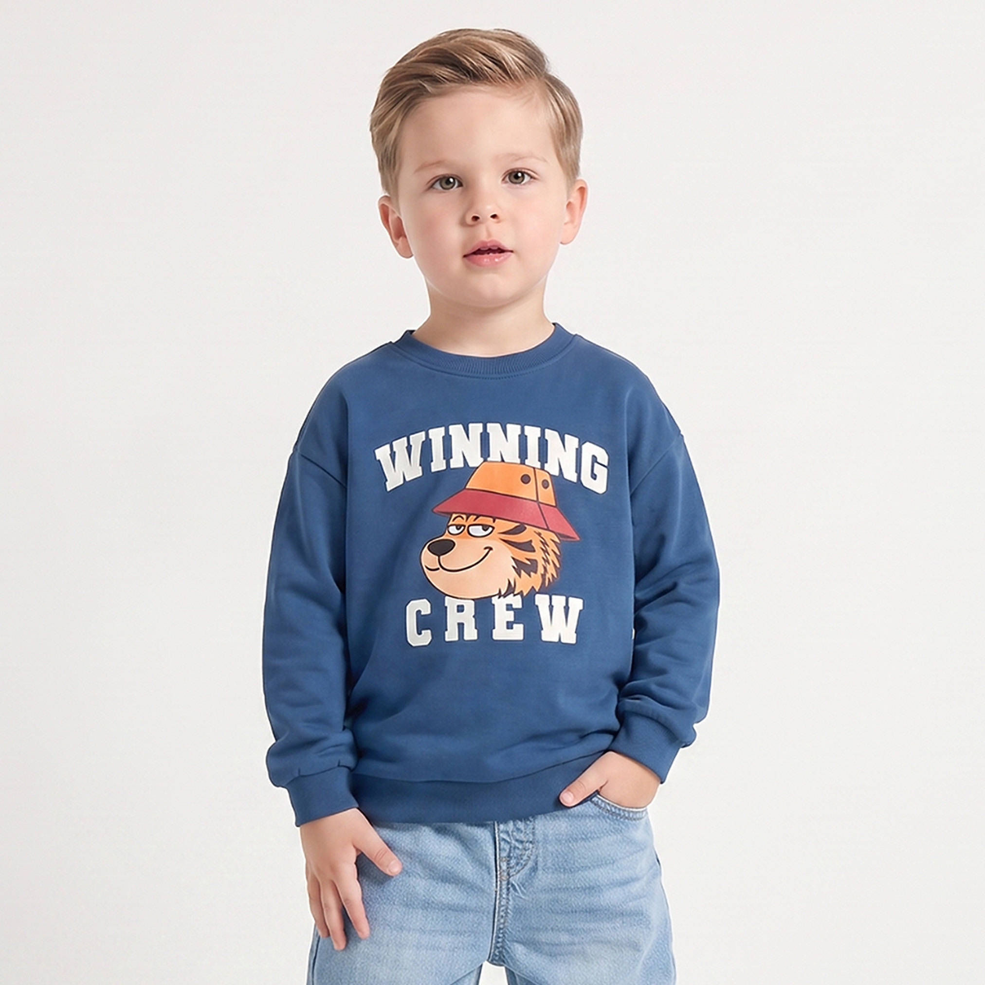 Juniors Graphic Print Sweatshirt with Long Sleeves-boys-clothing-sweatshirts-image-1