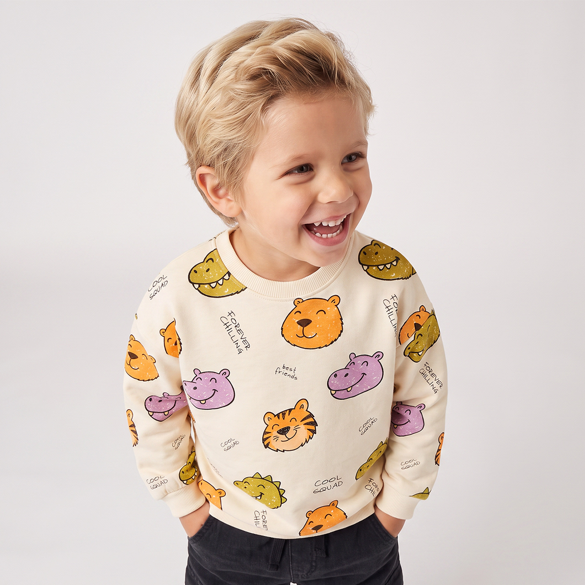 Juniors Safari Print Sweatshirt with Long Sleeves-baby-boys-clothing-sweatshirts-image-1