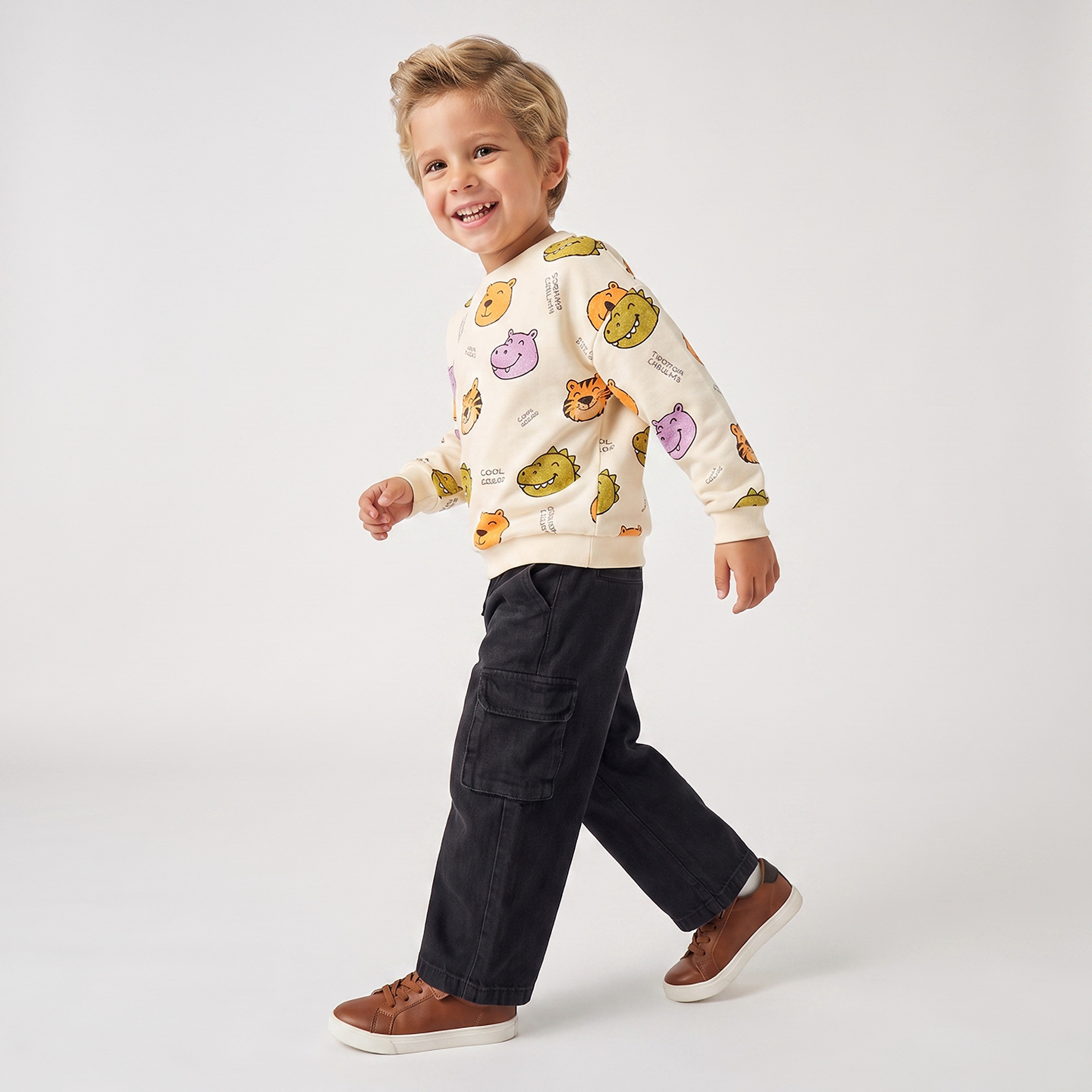 Juniors Safari Print Sweatshirt with Long Sleeves-baby-boys-clothing-sweatshirts-image-5