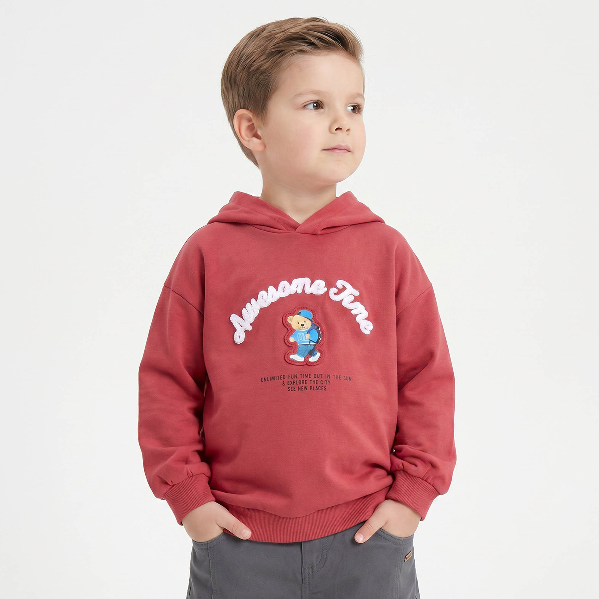 هودي بتطريز دب وأكمام طويلة من جونيورز-baby-boys-clothing-winterwear-sweatshirts-image-1