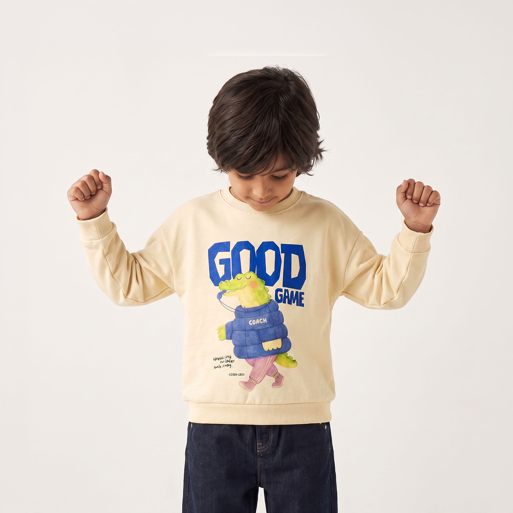 Juniors Graphic Print Sweatshirt with Ribbed Trim-baby-boys-clothing-sweatshirts-image-1