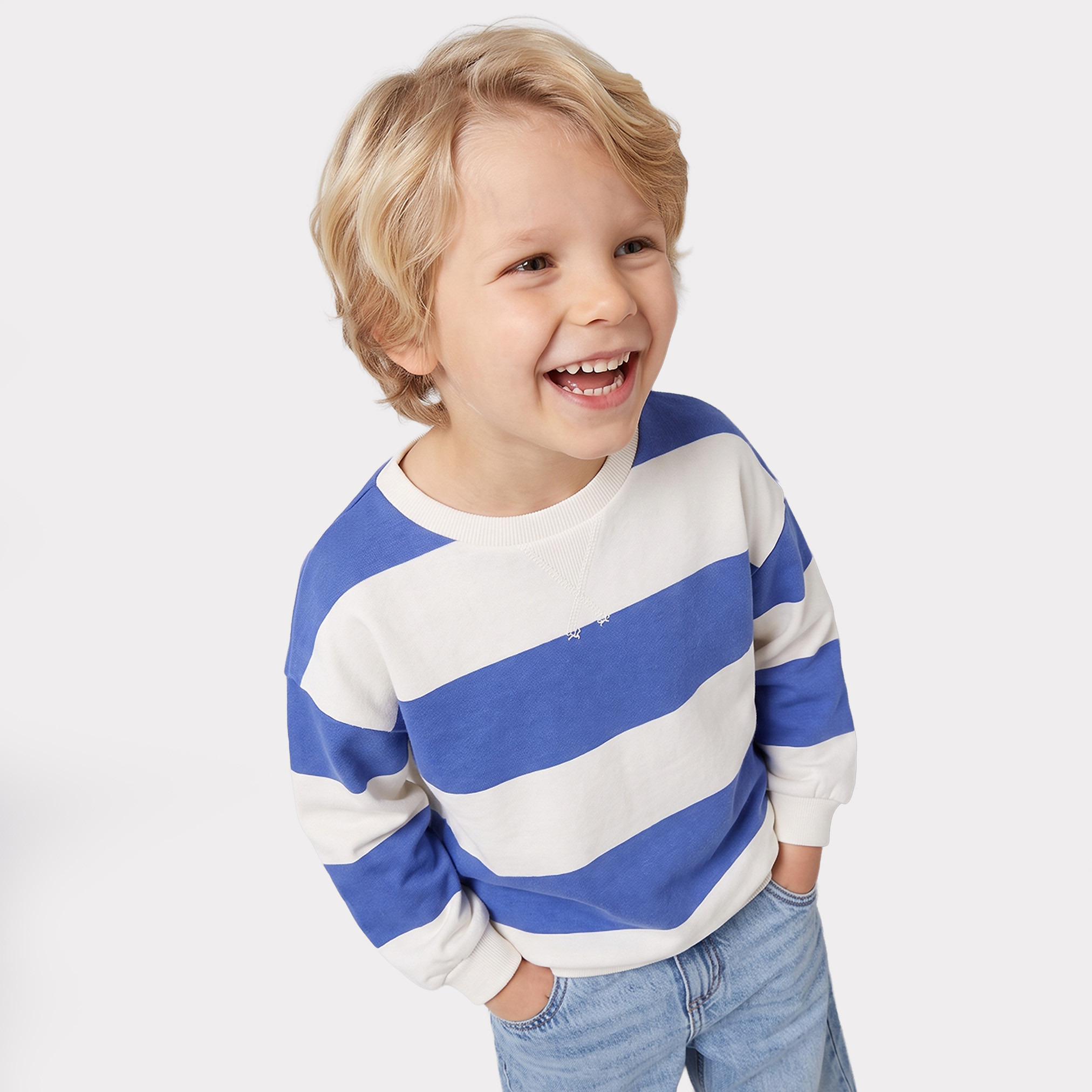 Juniors Striped Sweatshirt with Long Sleeves-baby-boys-clothing-winterwear-sweatshirts-image-1