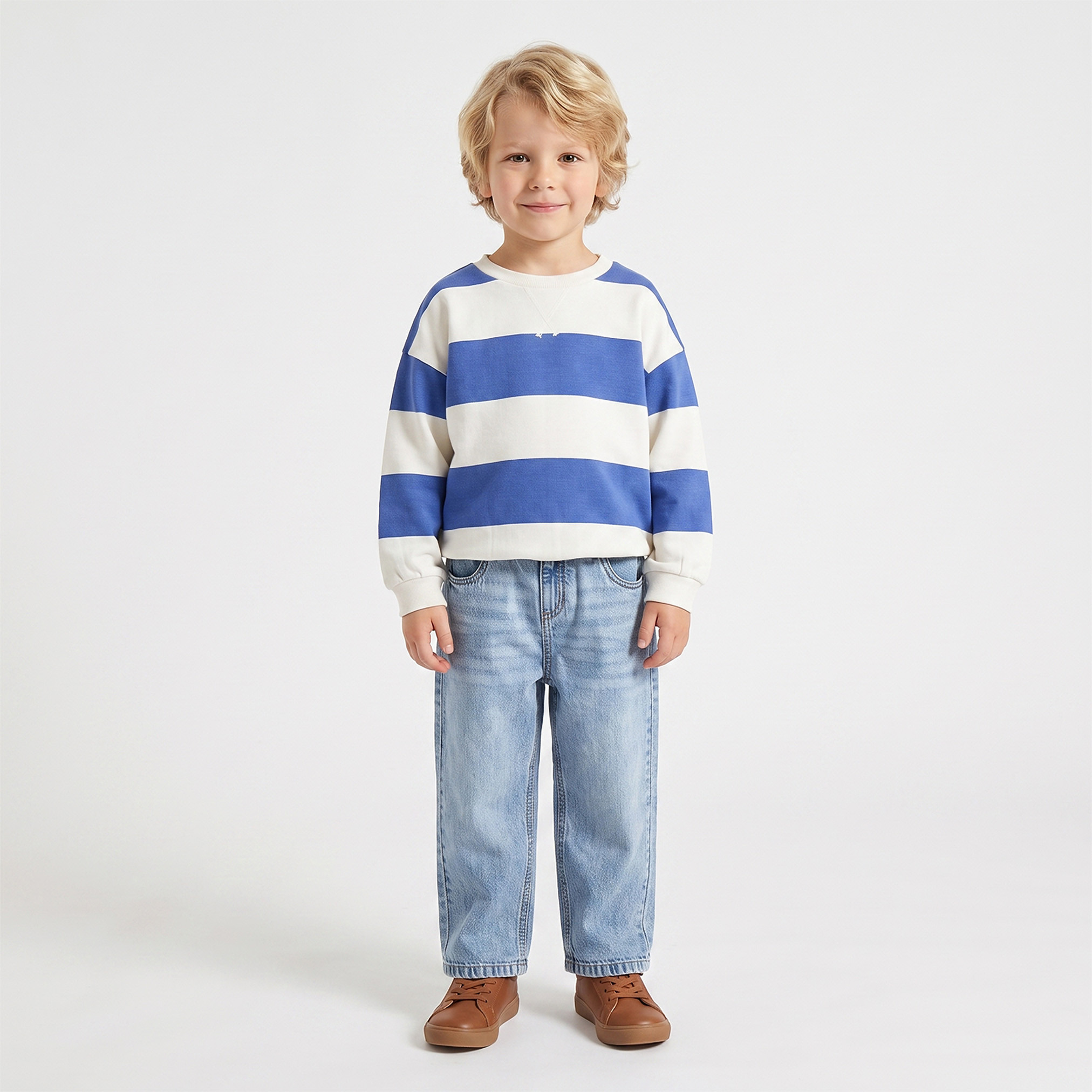 Juniors Striped Sweatshirt with Long Sleeves-baby-boys-clothing-winterwear-sweatshirts-image-6