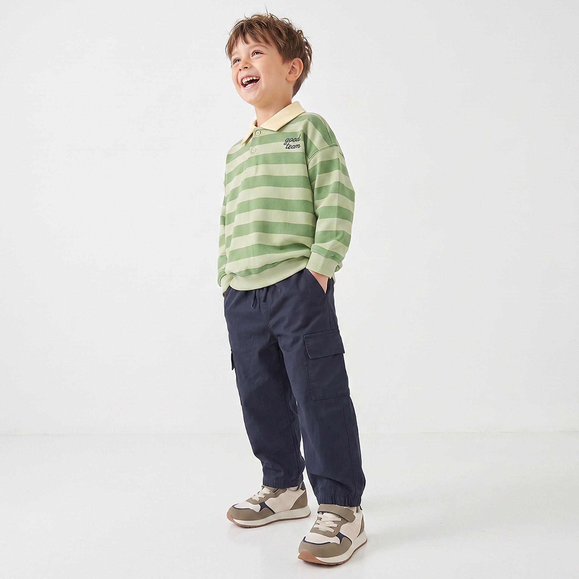 Juniors Striped Polo Sweatshirt with Long Sleeves-baby-boys-clothing-winterwear-sweatshirts-image-5