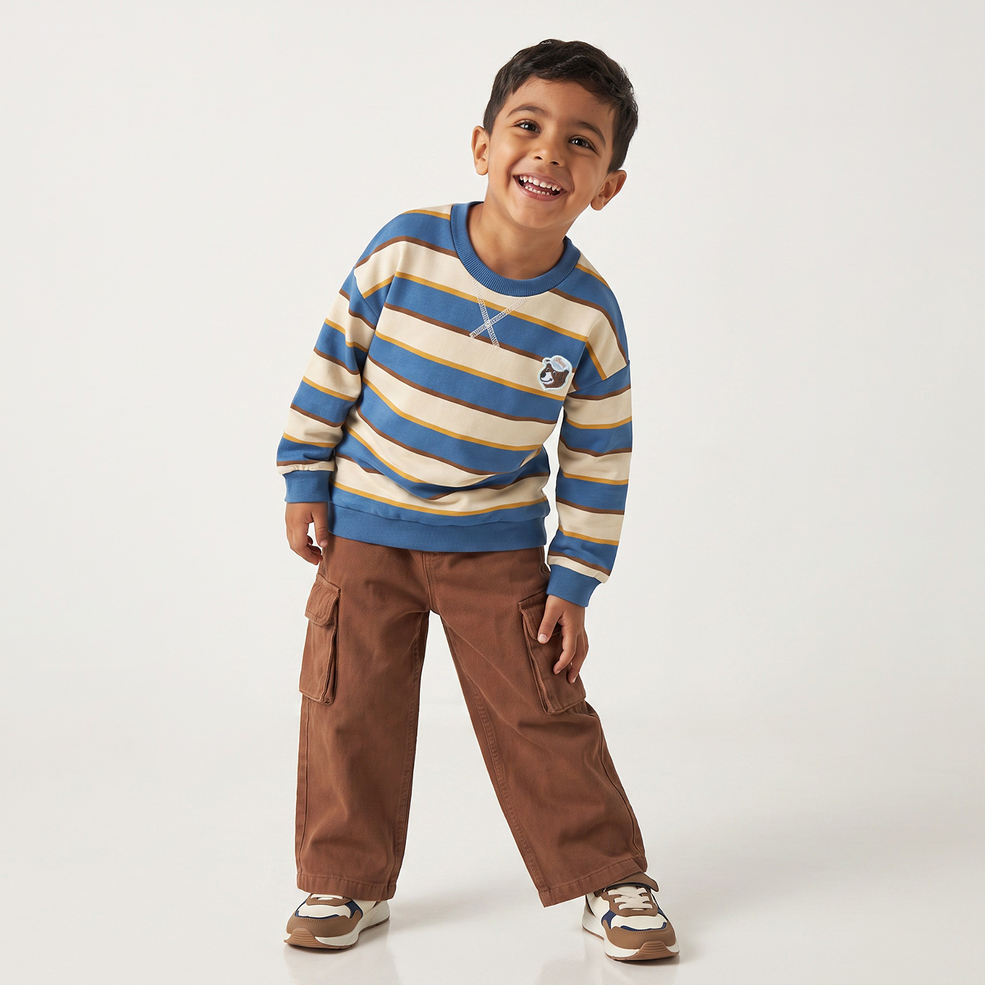 Juniors Striped Sweatshirt with Drop Sleeves-boys-clothing-sweatshirts-image-2