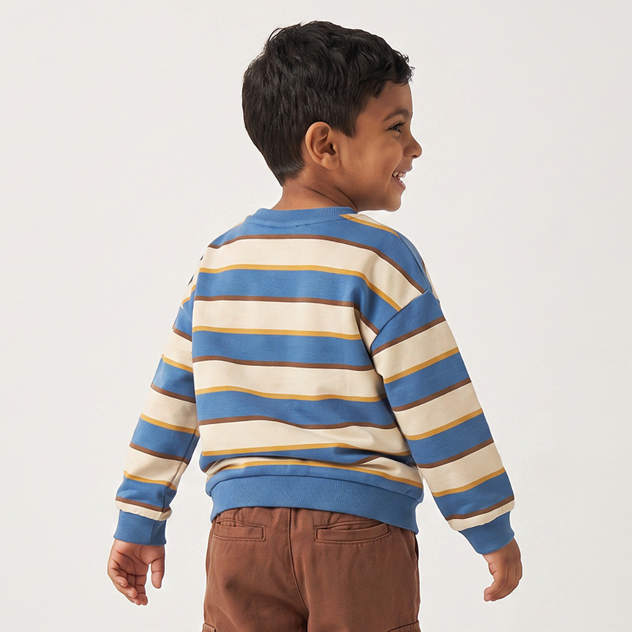 Juniors Striped Sweatshirt with Drop Sleeves-boys-clothing-sweatshirts-image-3