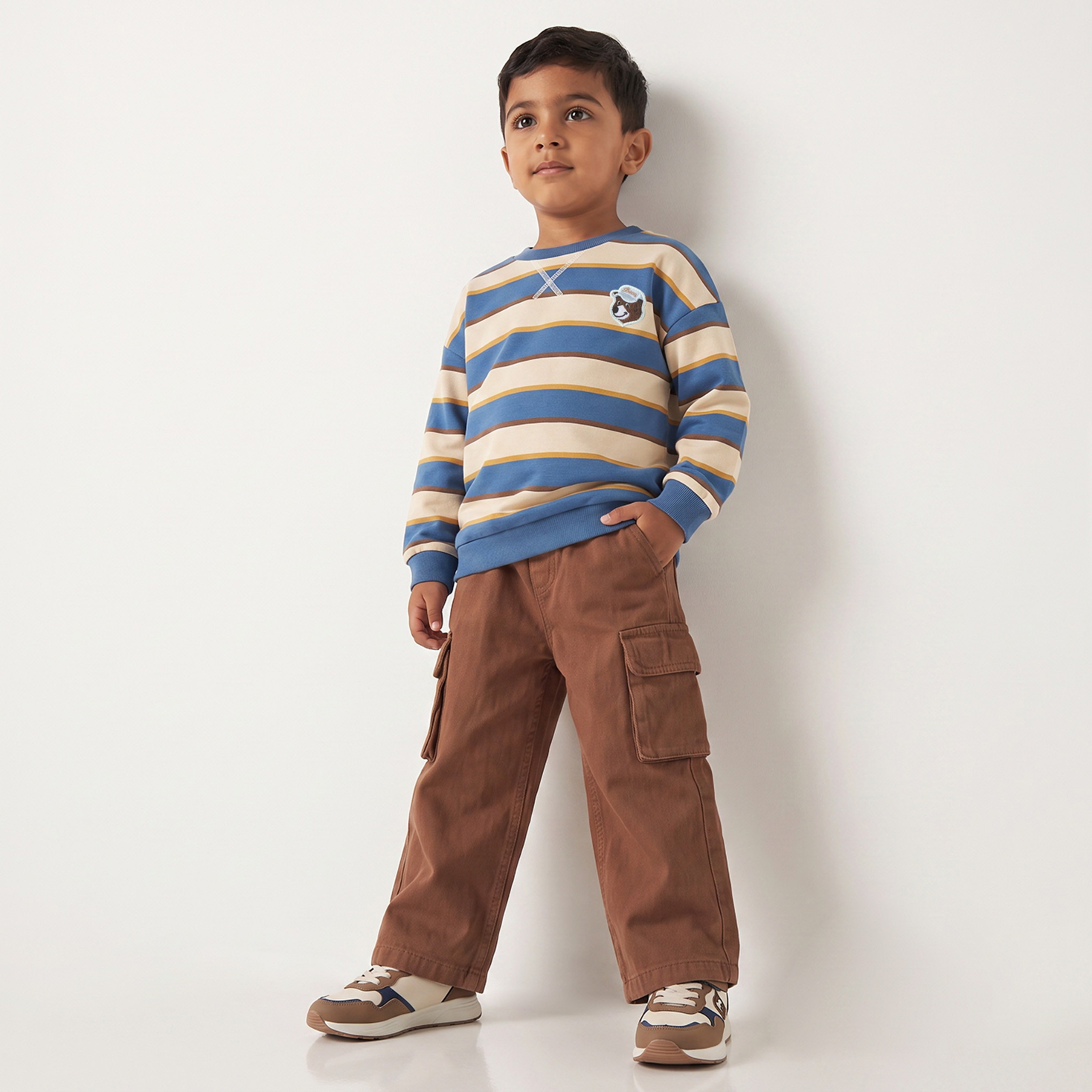 Juniors Striped Sweatshirt with Drop Sleeves-boys-clothing-sweatshirts-image-5